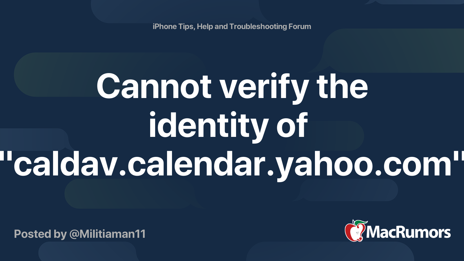 Cannot verify the identity of MacRumors