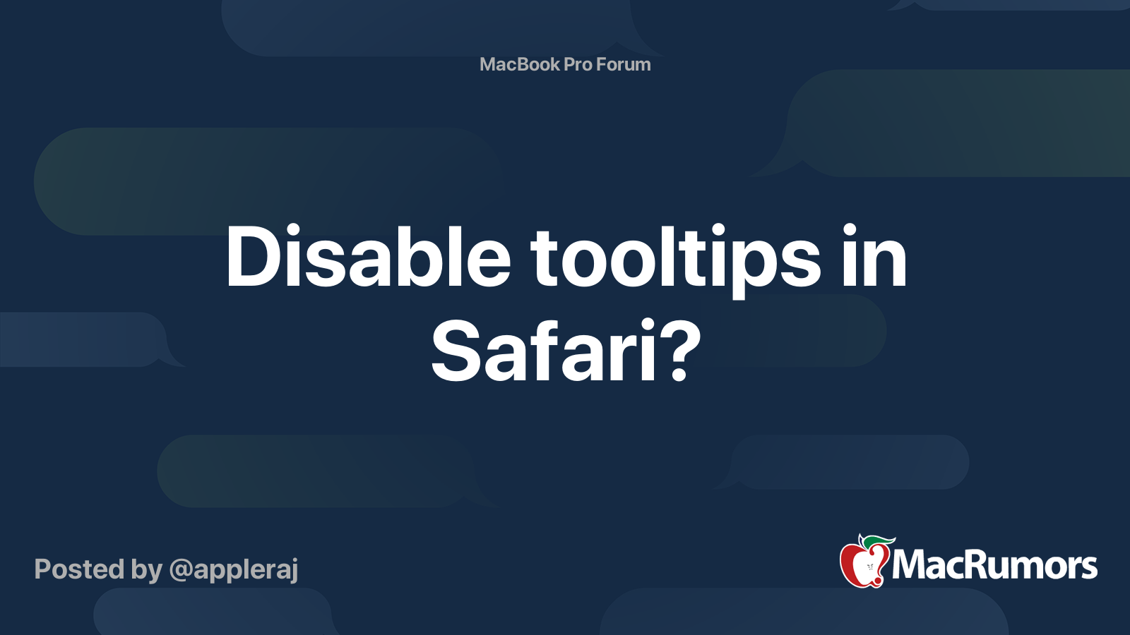 Disable tooltips in Safari? | MacRumors Forums