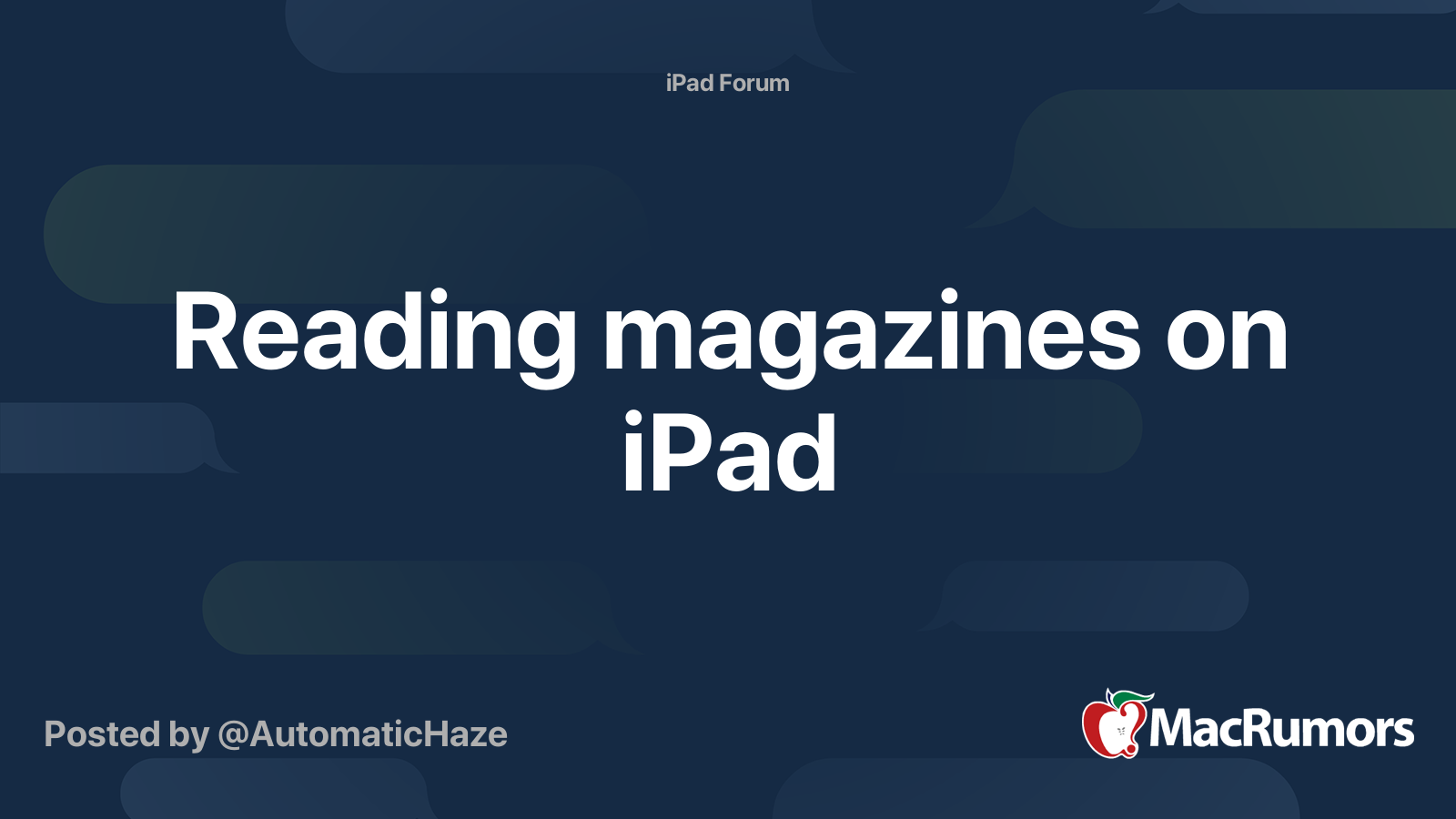 Reading Magazines On Ipad Macrumors Forums