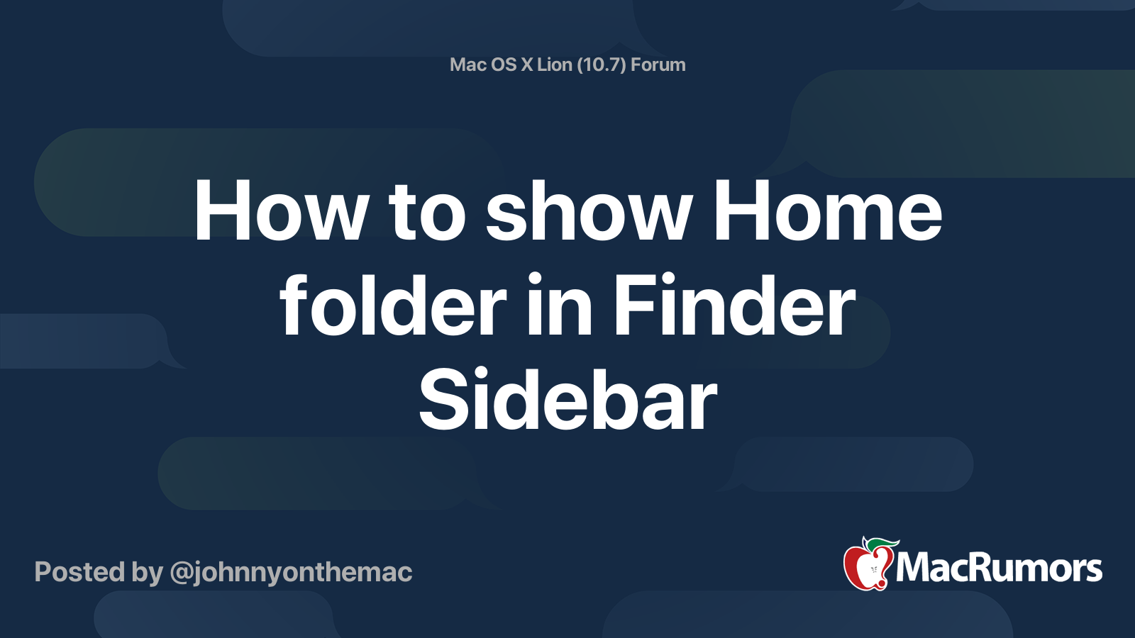 How to show Home folder in Finder Sidebar MacRumors Forums