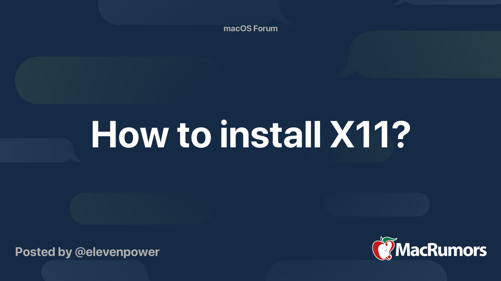 How to install X11? MacRumors Forums