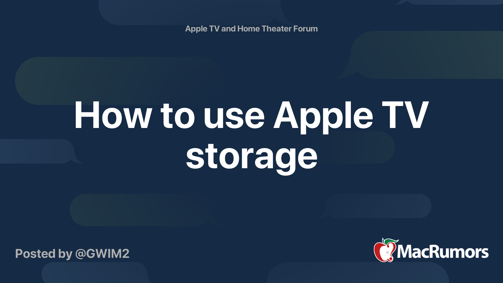 How to use Apple TV storage MacRumors Forums