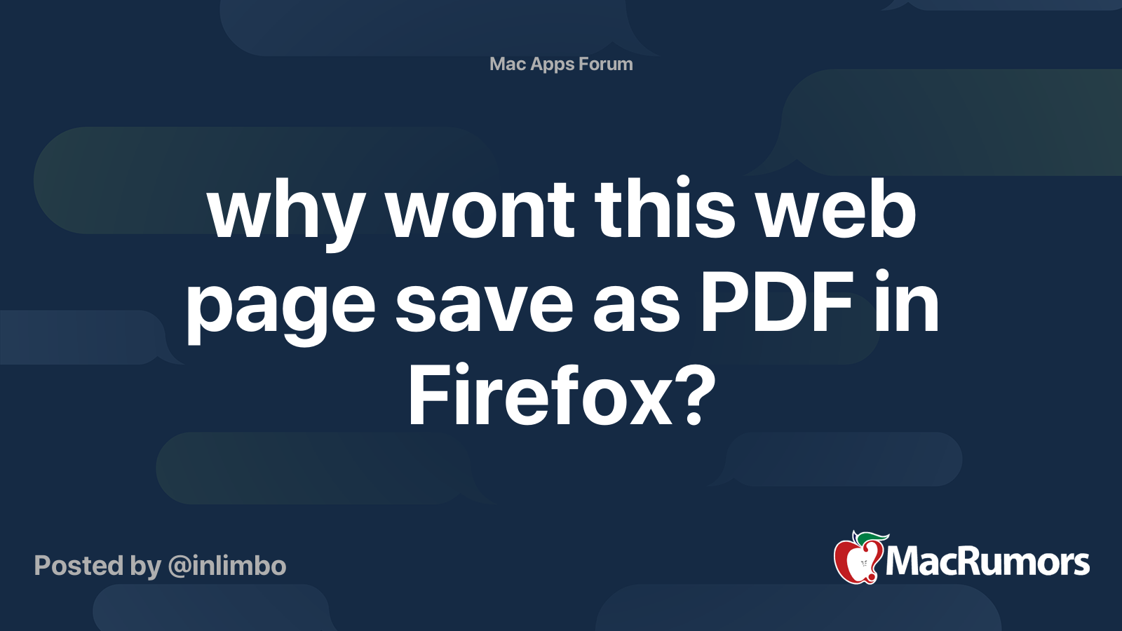 why wont this web page save as PDF in Firefox? MacRumors Forums