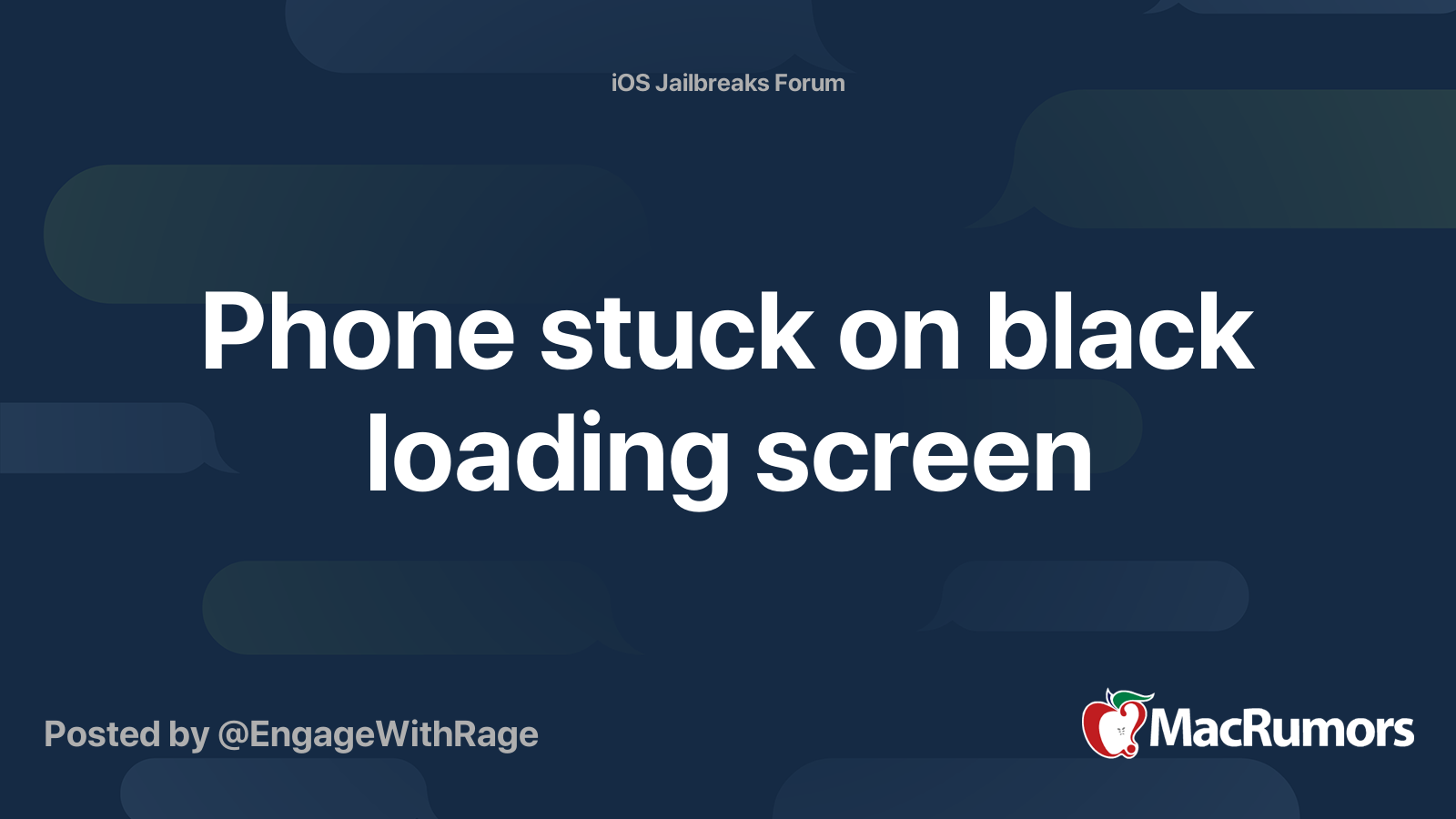 Phone stuck on black loading screen MacRumors Forums