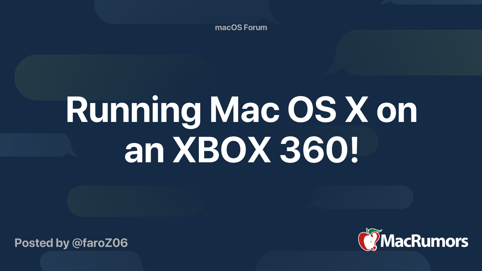 Running Mac OS X on an XBOX 360! MacRumors Forums