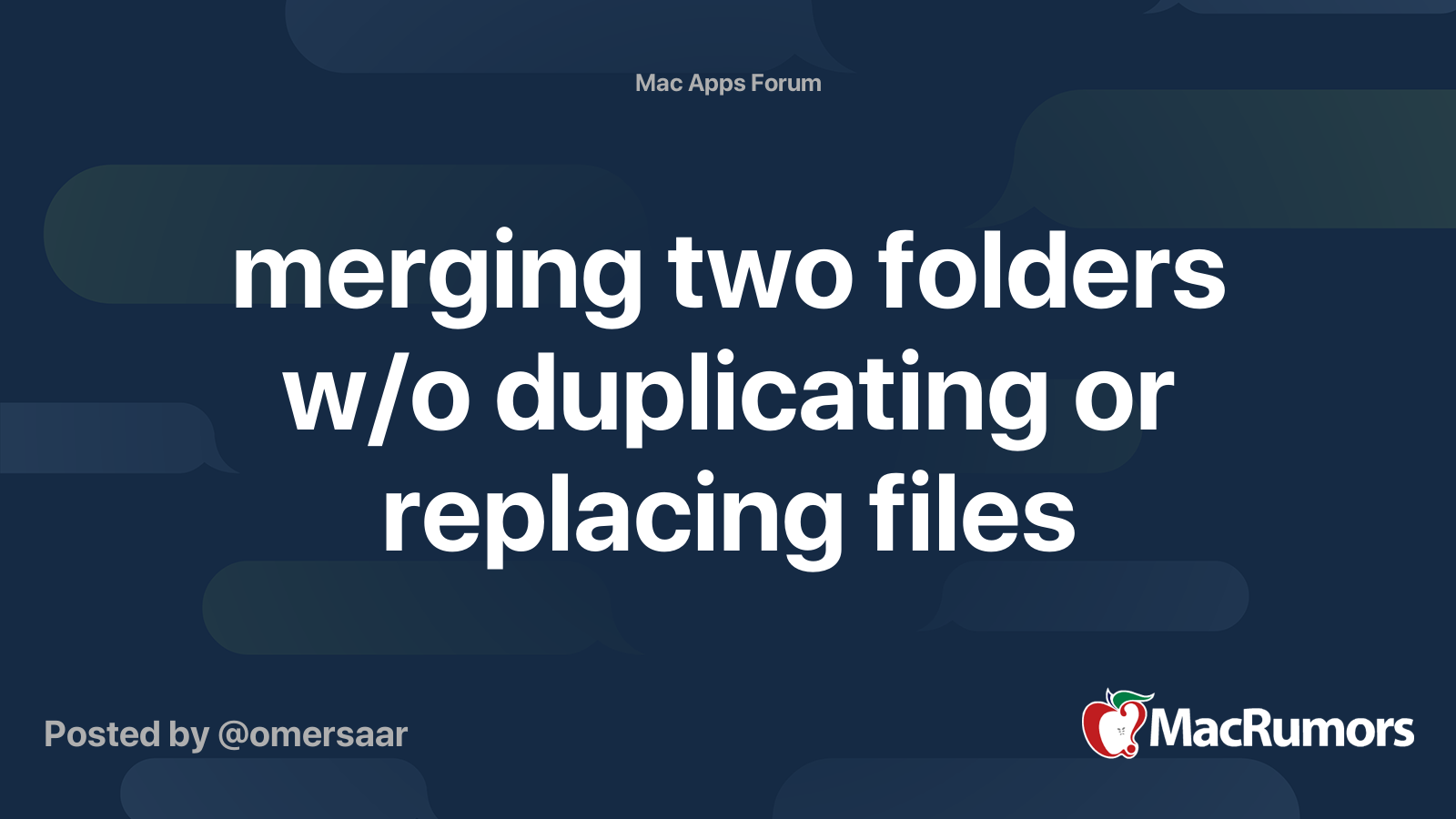merging two folders w/o duplicating or replacing files | MacRumors Forums