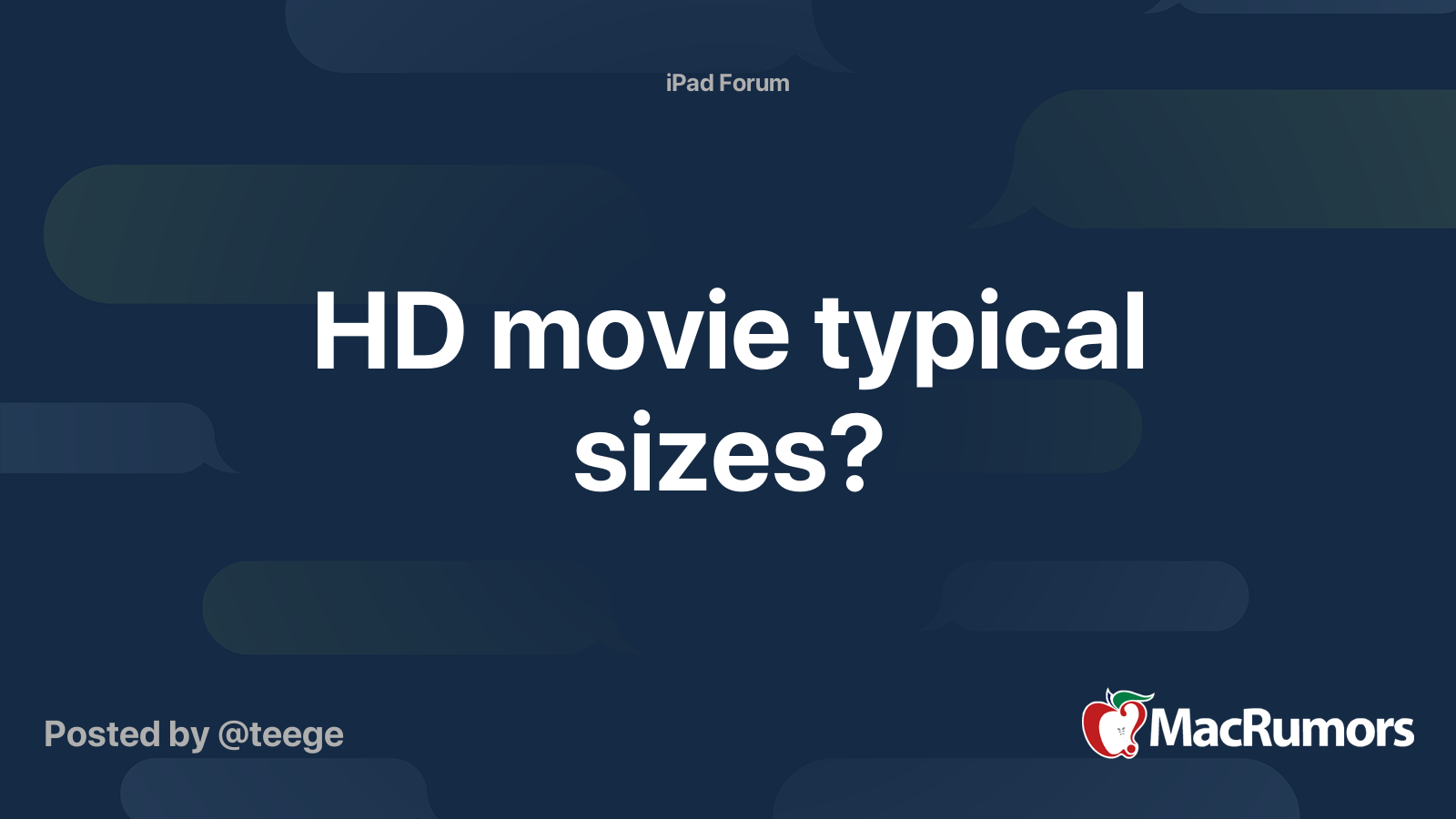 HD movie typical sizes? MacRumors Forums