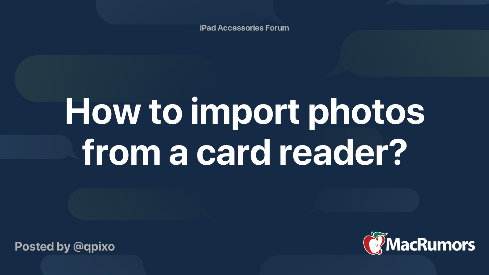 How to import photos from a card reader? MacRumors Forums