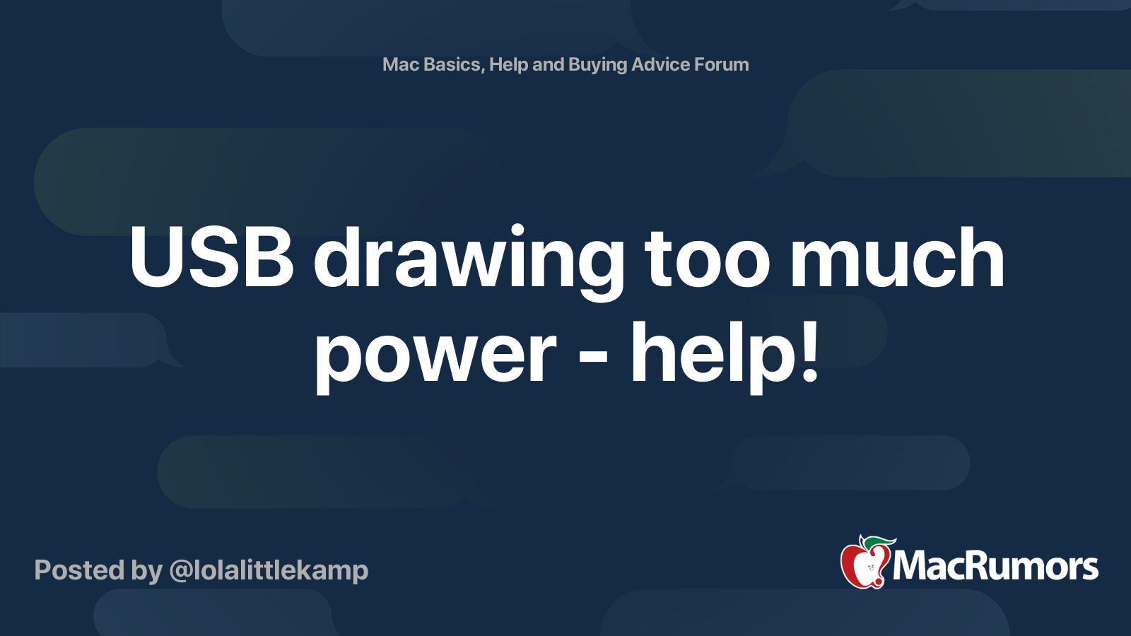 USB drawing too much power help! MacRumors Forums