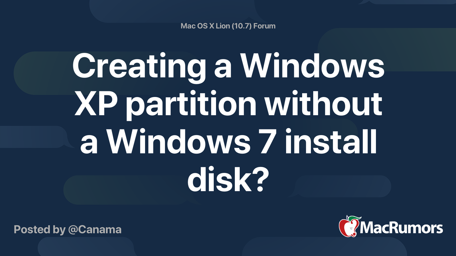 Creating a Windows XP partition without a Windows 7 install disk ...