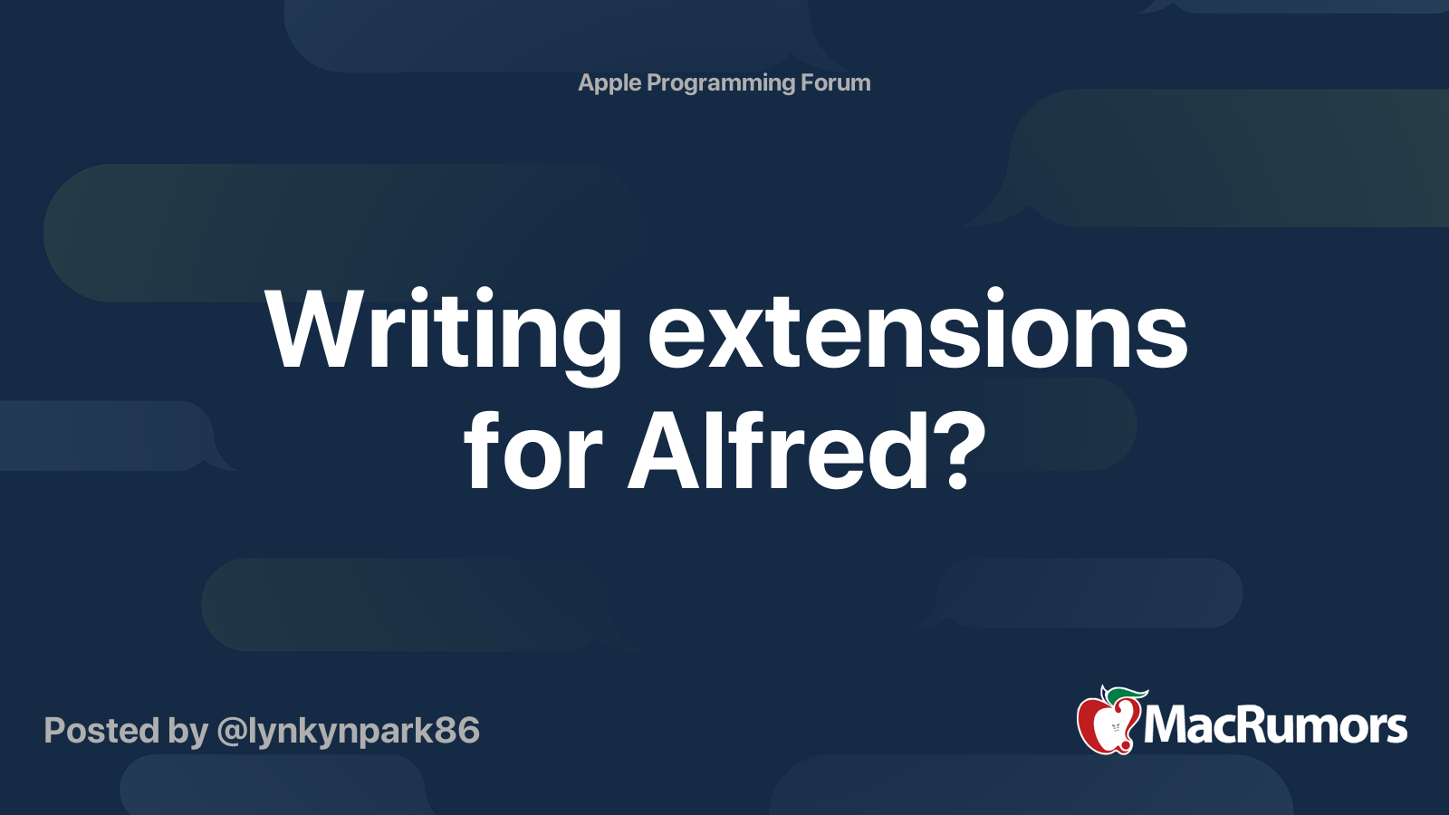 Writing extensions for Alfred? MacRumors Forums