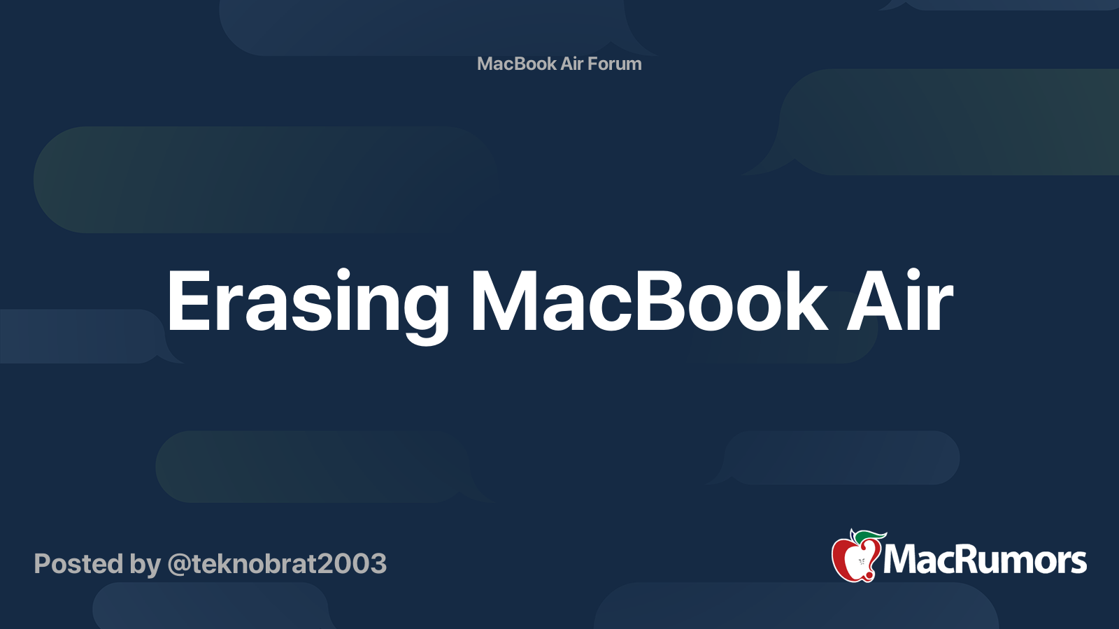 Erasing MacBook Air | MacRumors Forums