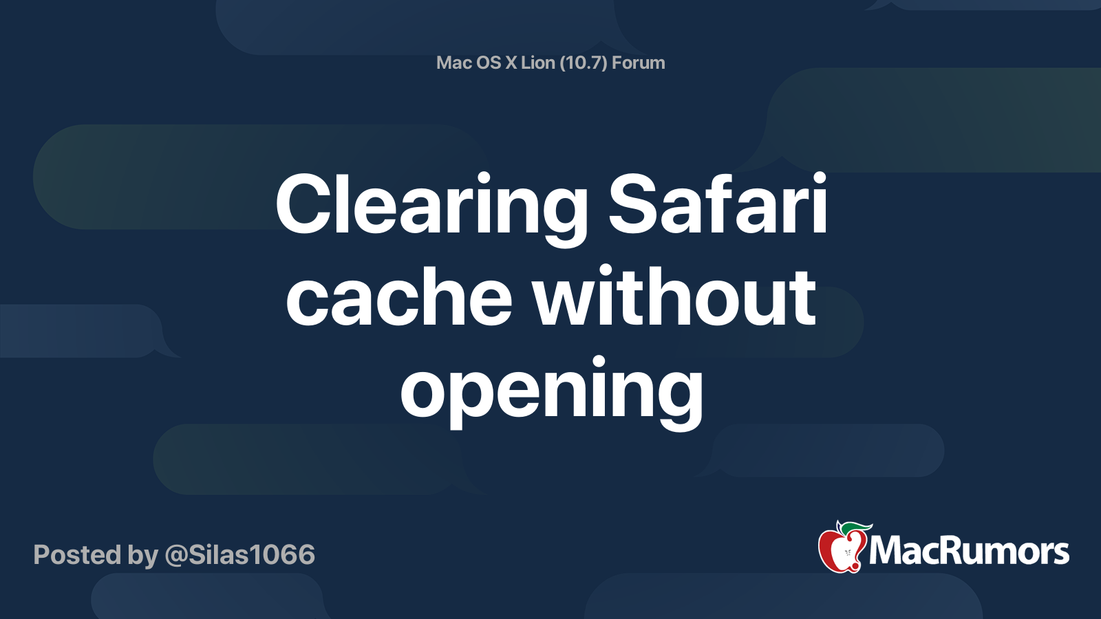 Clearing Safari cache without opening | MacRumors Forums