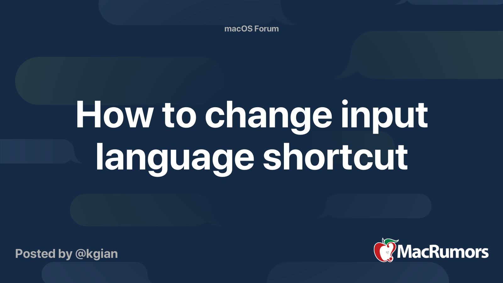 How to change input language shortcut MacRumors Forums