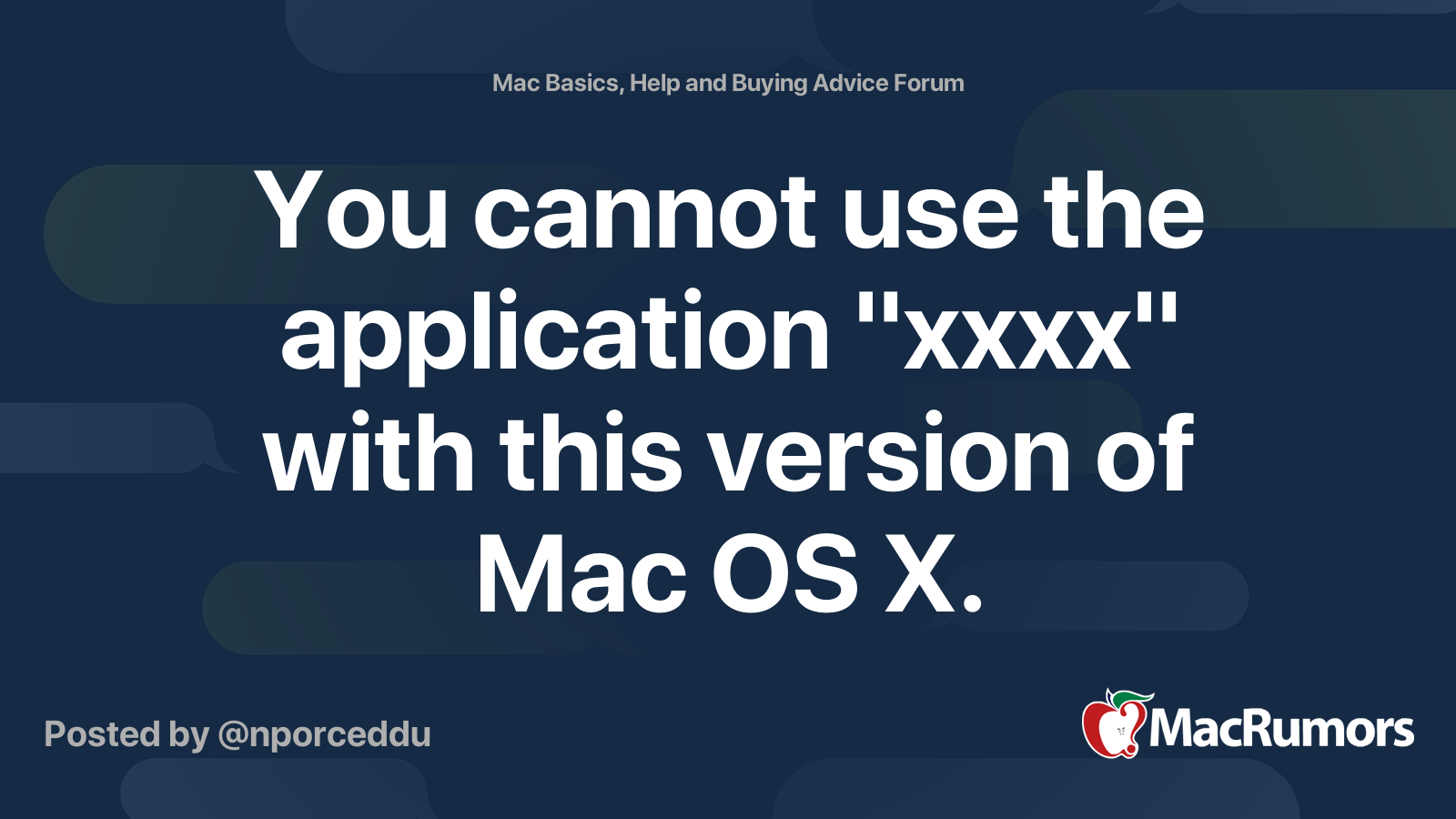 This version of mac os x is not supported on this platform что делать