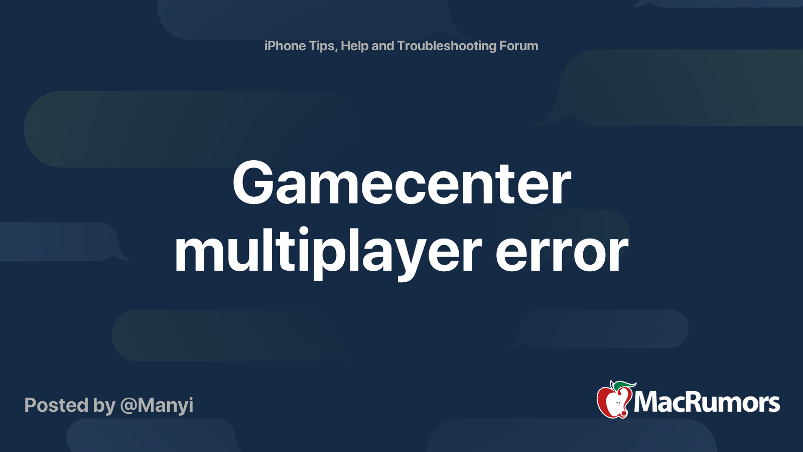 Gamecenter Multiplayer Error Macrumors Forums