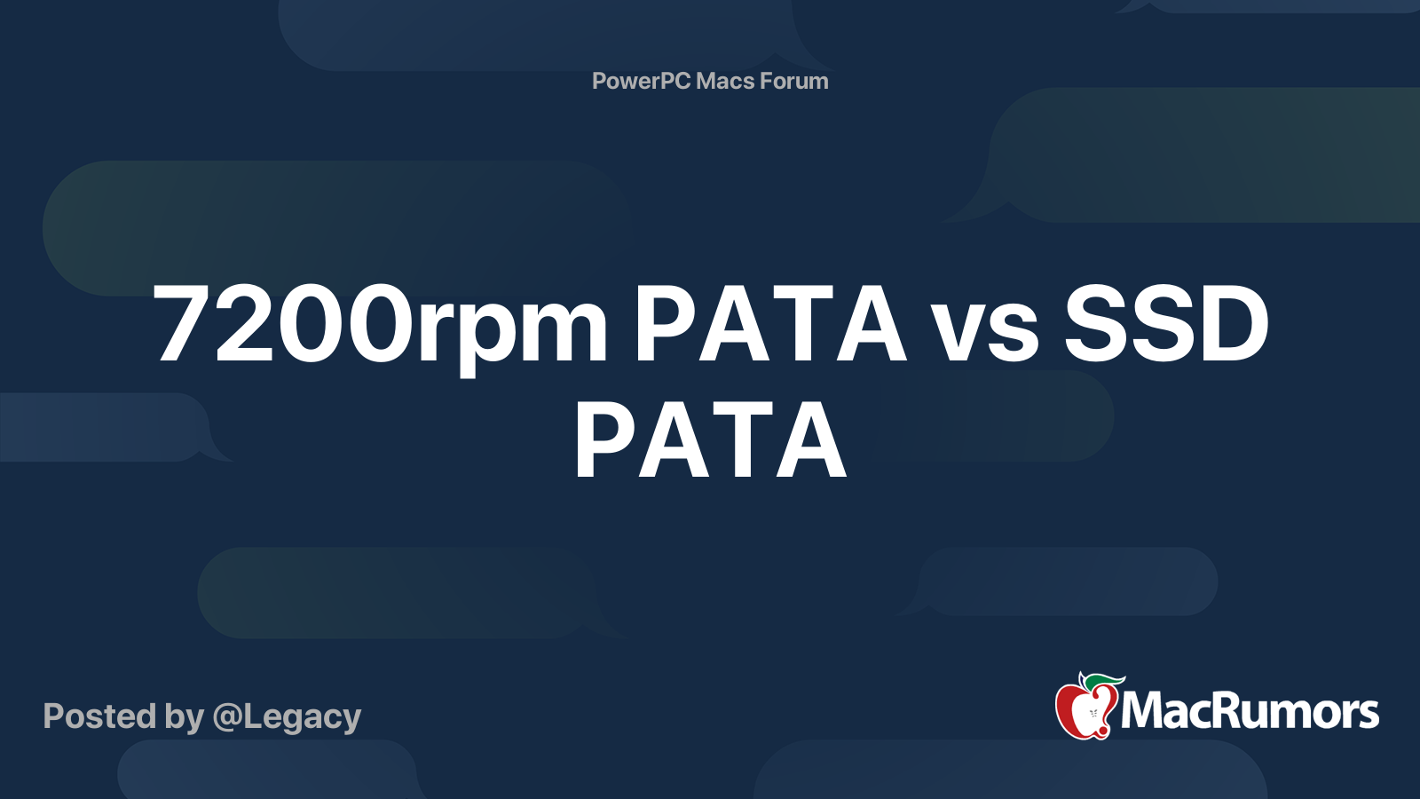 7200rpm PATA vs SSD PATA | MacRumors Forums