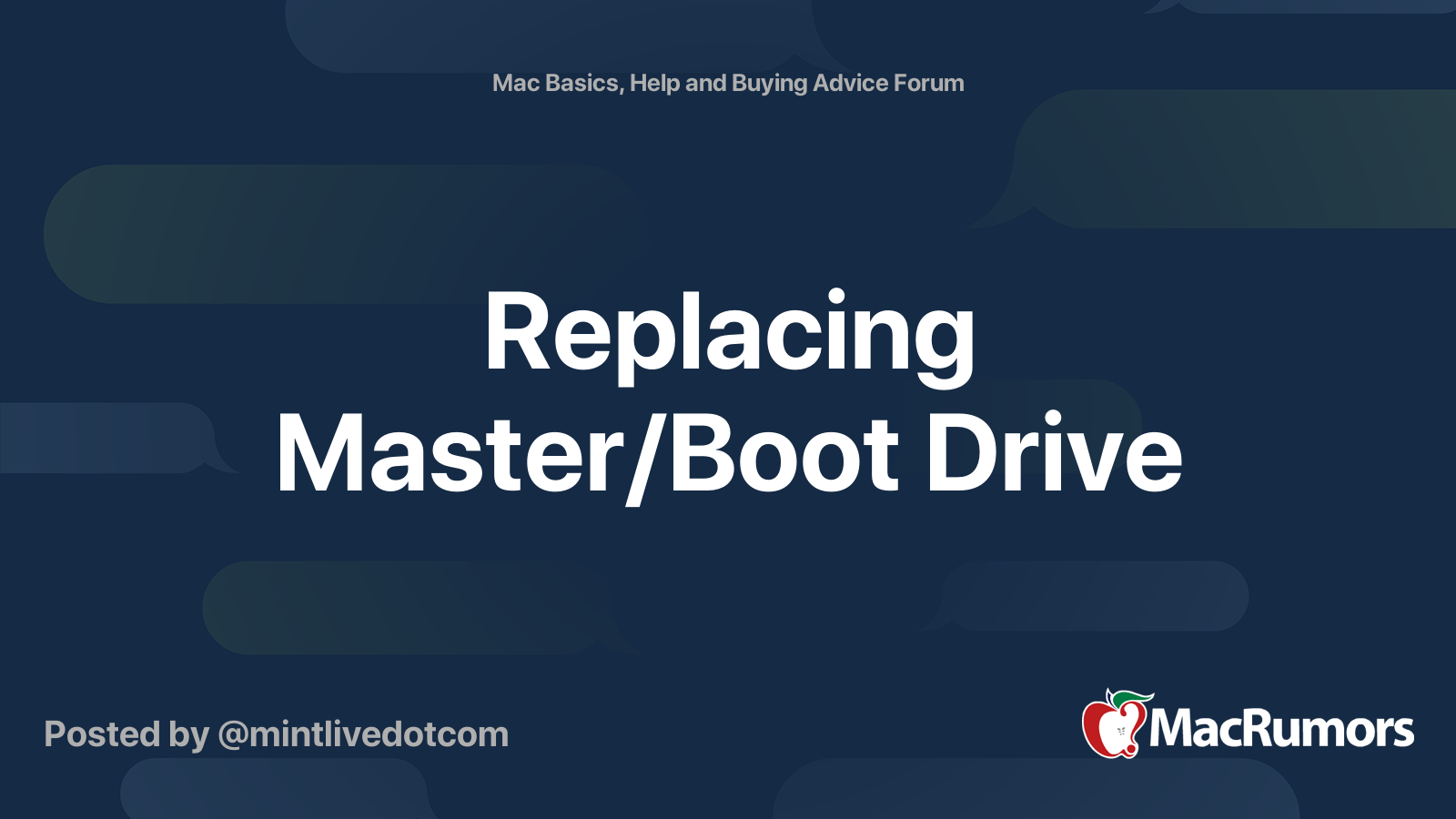 Replacing Master/Boot Drive MacRumors Forums
