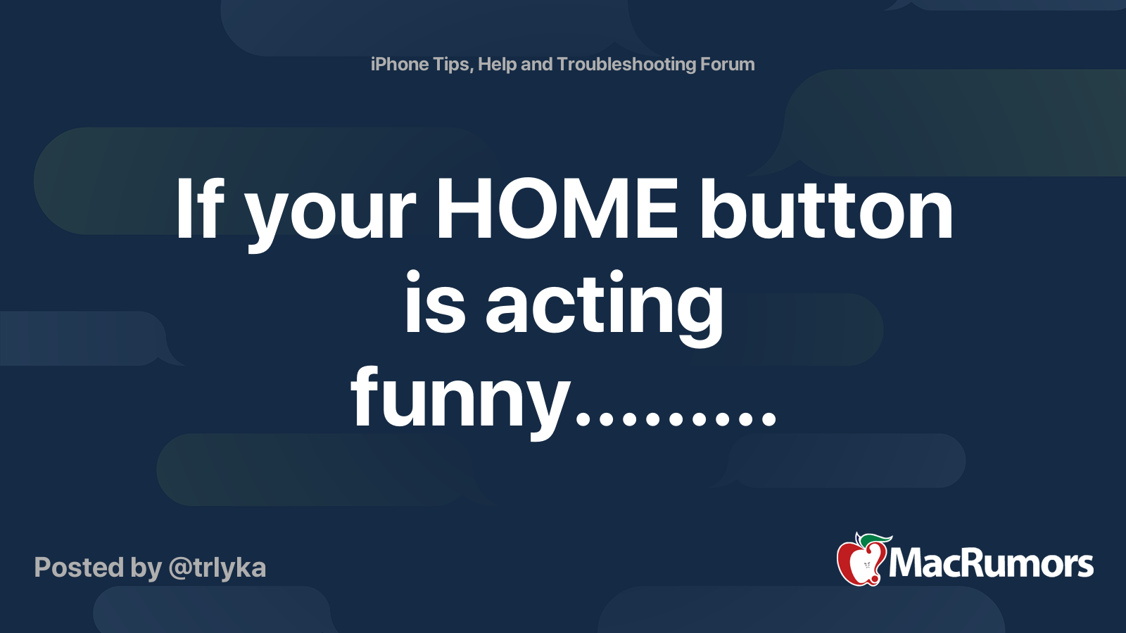 If your HOME button is acting funny......... | MacRumors Forums