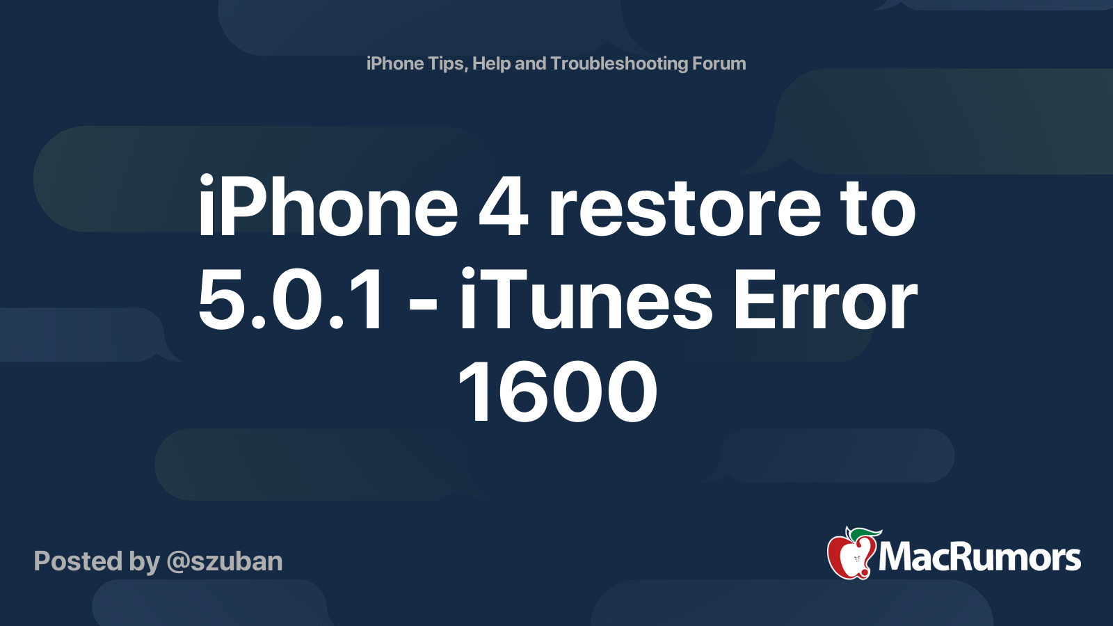 iPhone 4 restore to 5.0.1 - iTunes Error 1600 | MacRumors Forums