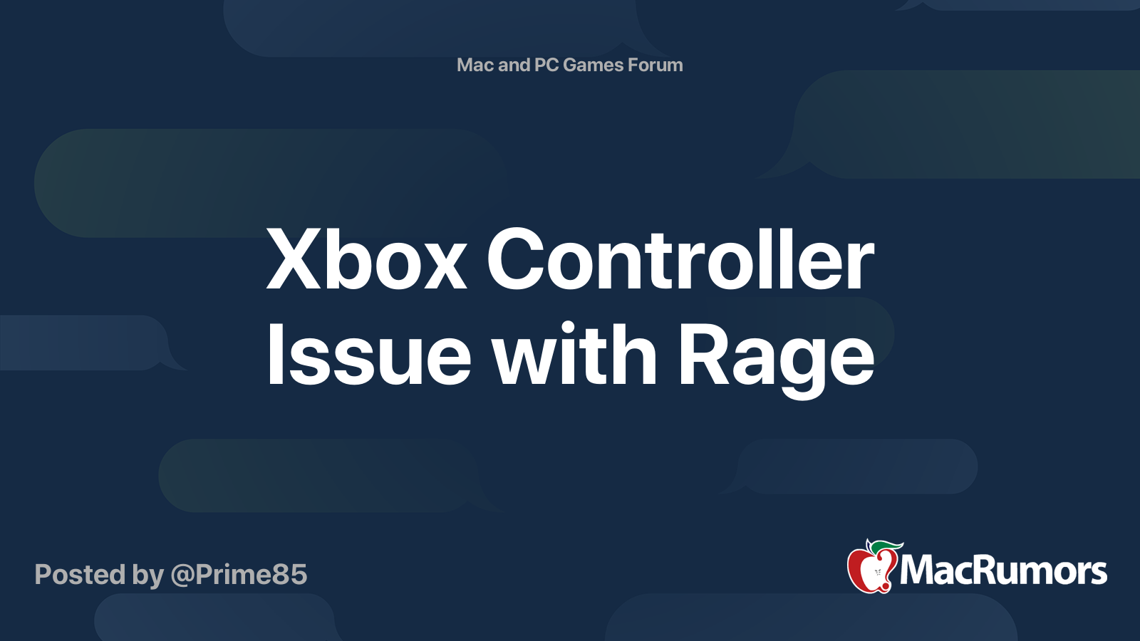 Xbox Controller Issue with Rage | MacRumors Forums