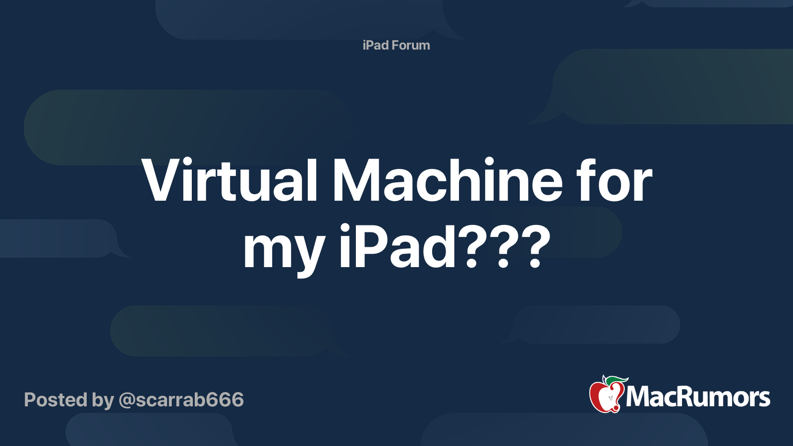 Virtual Machine for my iPad??? MacRumors Forums