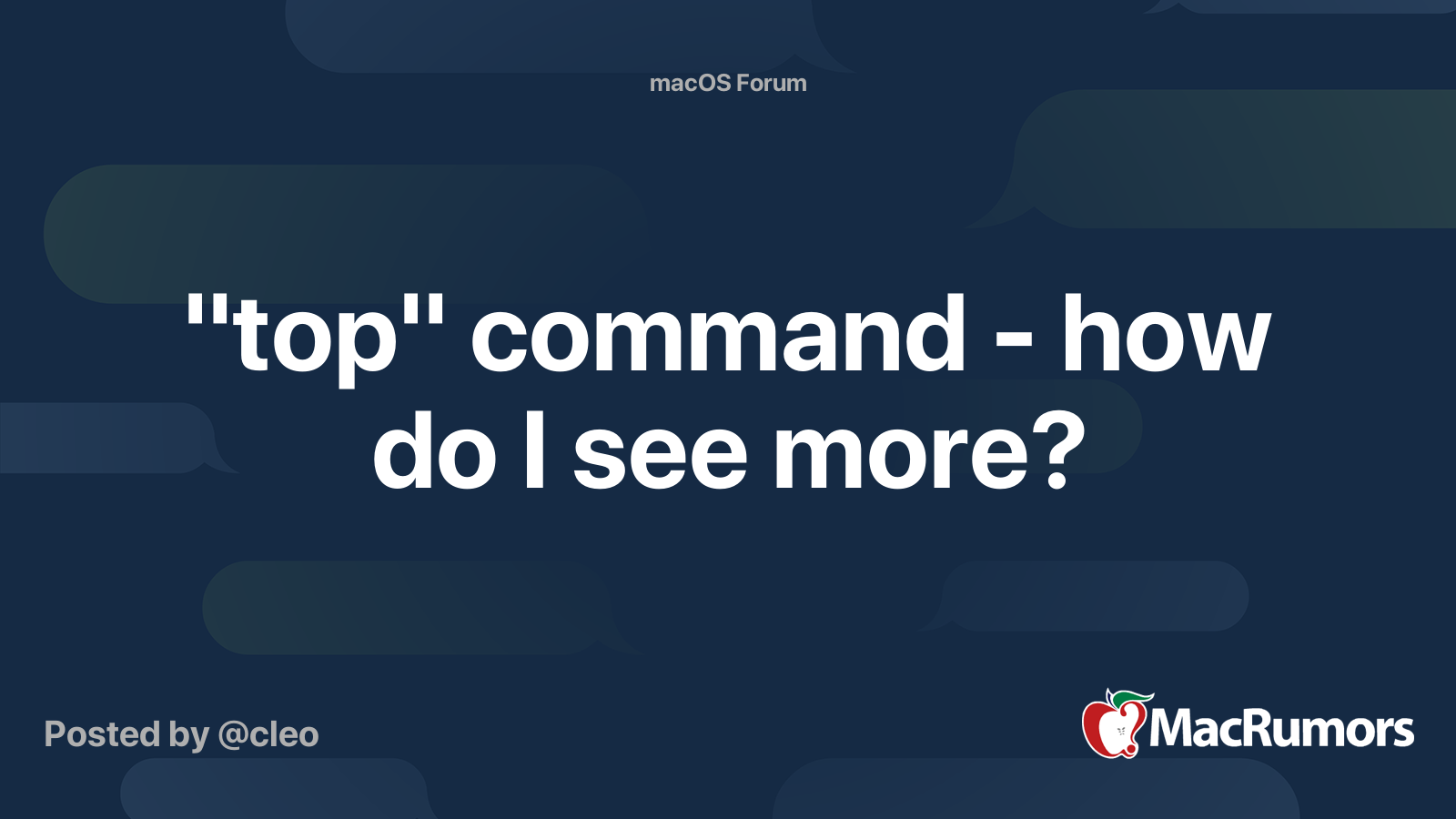 "top" command how do I see more? MacRumors Forums