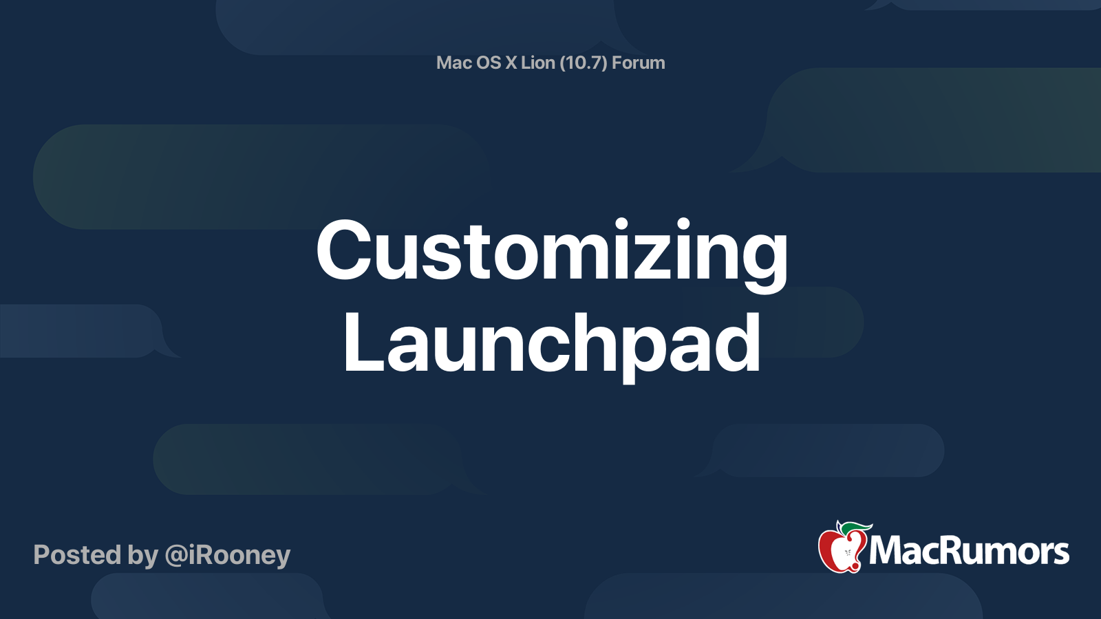 Customizing Launchpad | MacRumors Forums