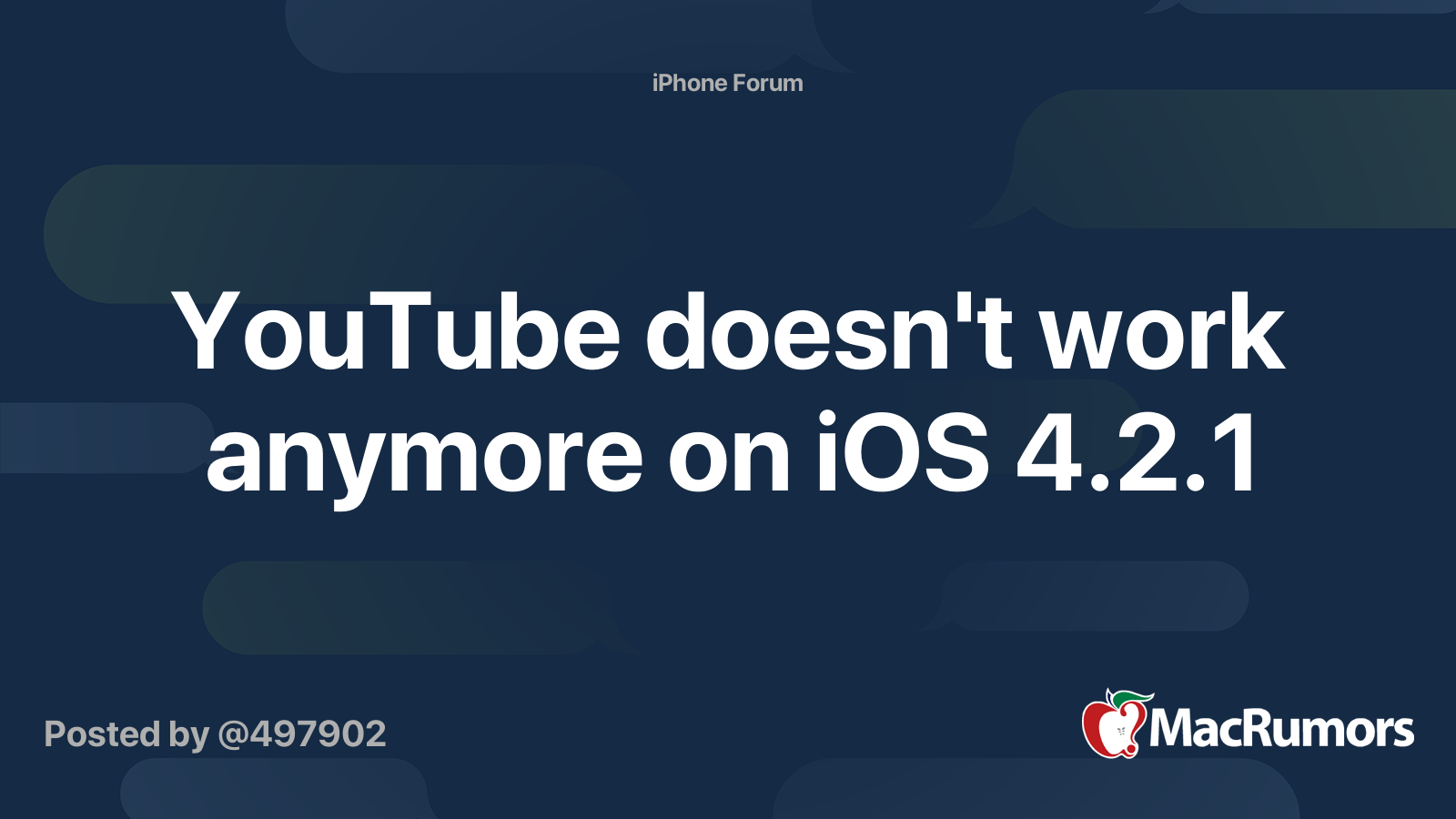 YouTube doesn't work anymore on iOS 4.2.1 | MacRumors Forums