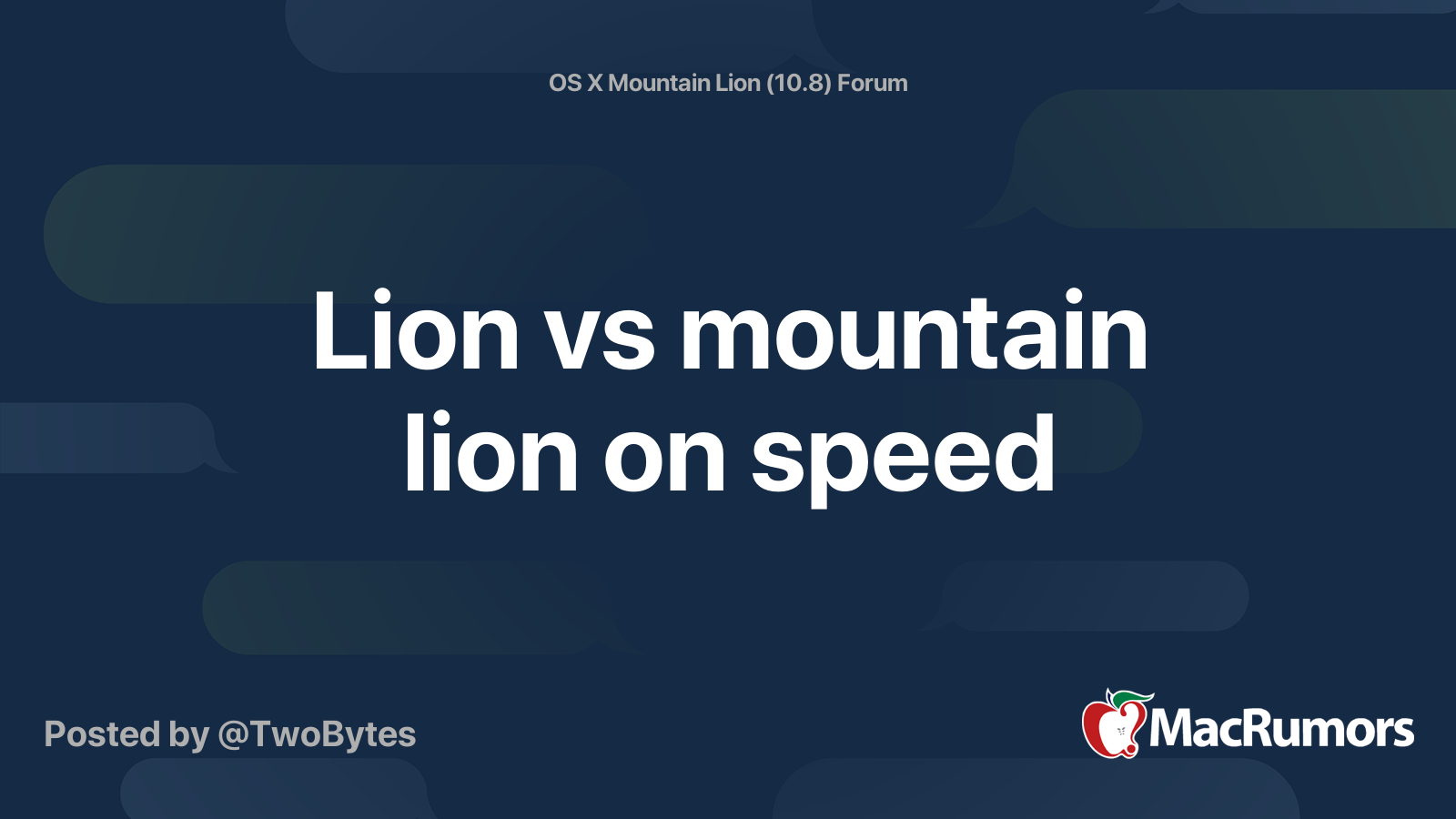 Lion vs mountain lion on speed | MacRumors Forums
