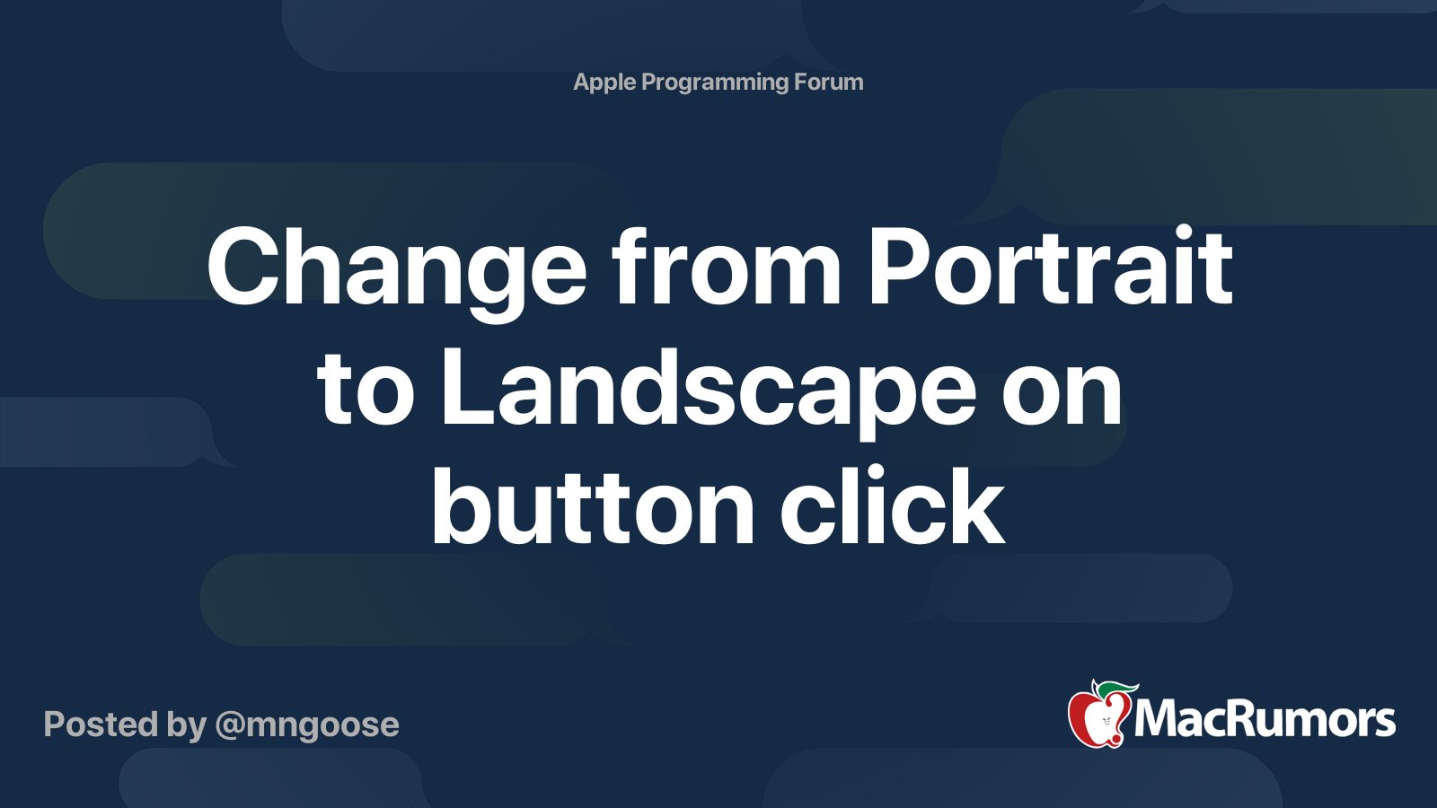 Change from Portrait to Landscape on button click | MacRumors Forums