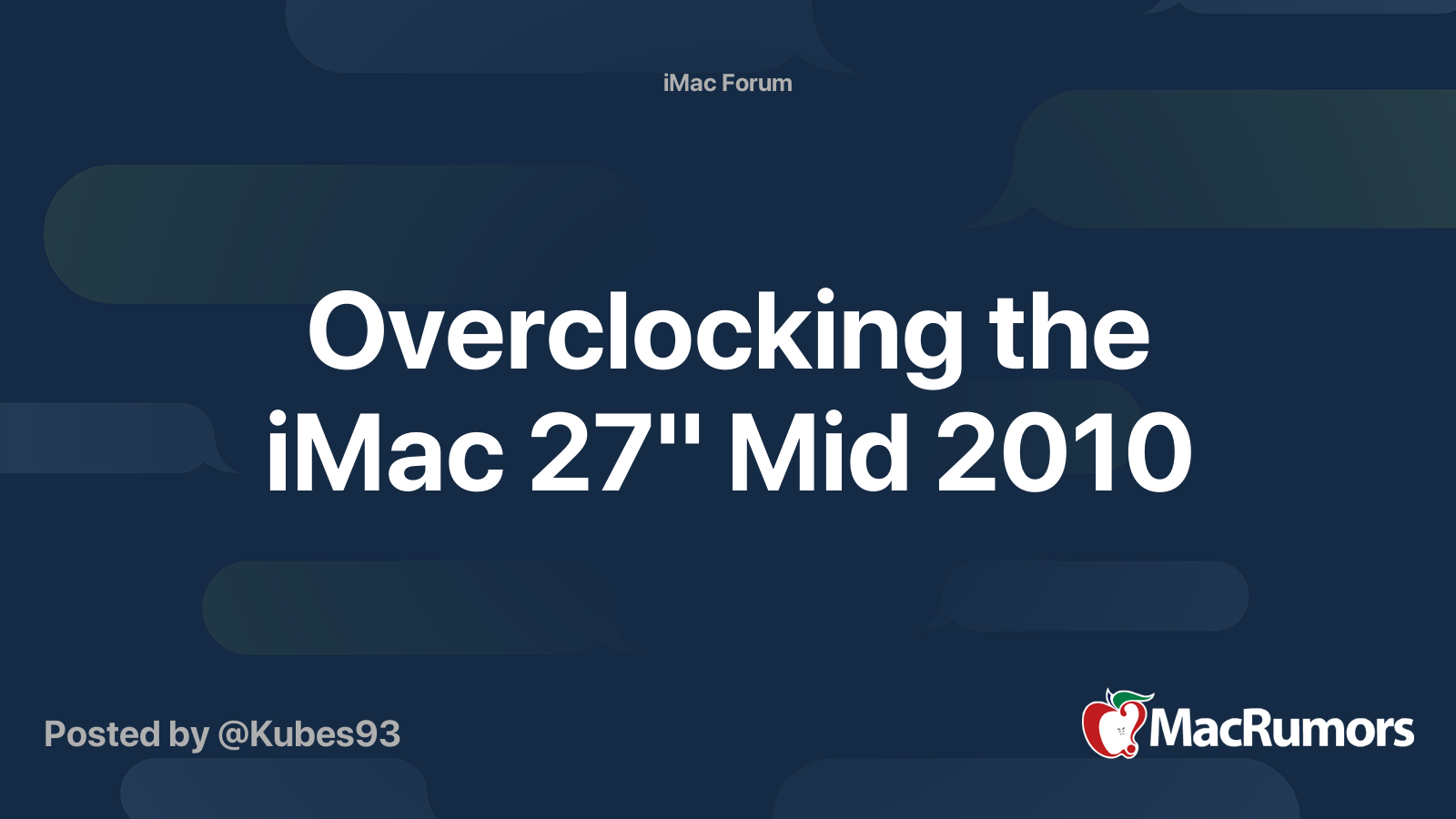 Overclocking the iMac 27" Mid 2010 | MacRumors Forums