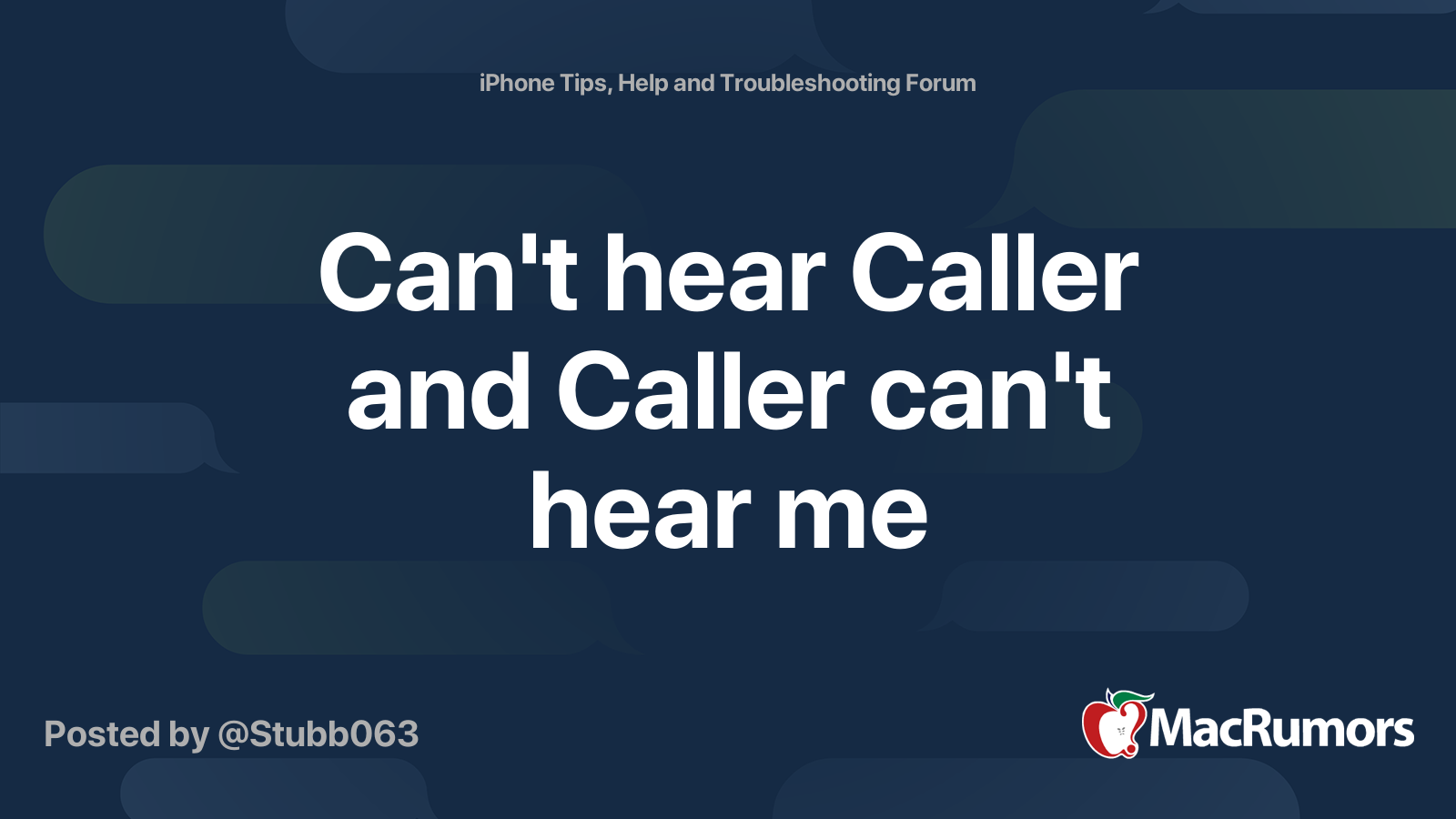 Can't hear Caller and Caller can't hear me | MacRumors Forums