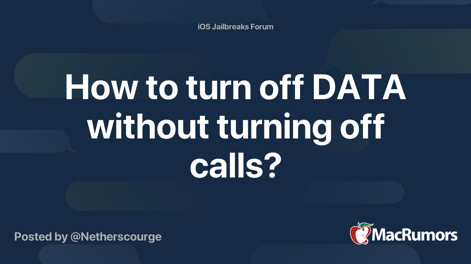 How to turn off DATA without turning off calls? | MacRumors Forums