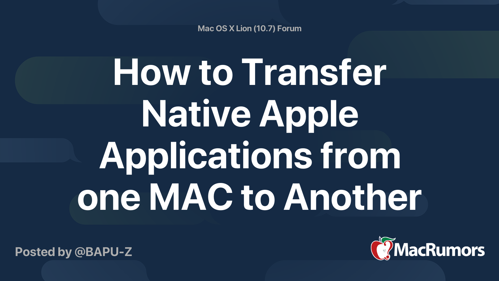 How To Transfer Native Apple Applications From One MAC To Another