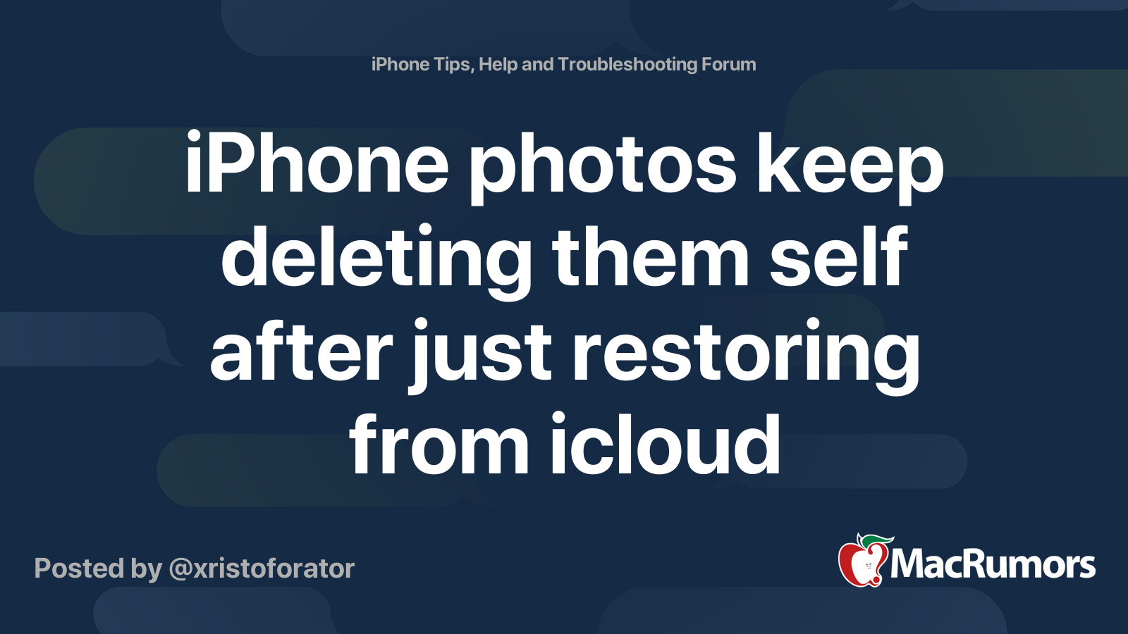 iPhone photos keep deleting them self after just restoring from icloud