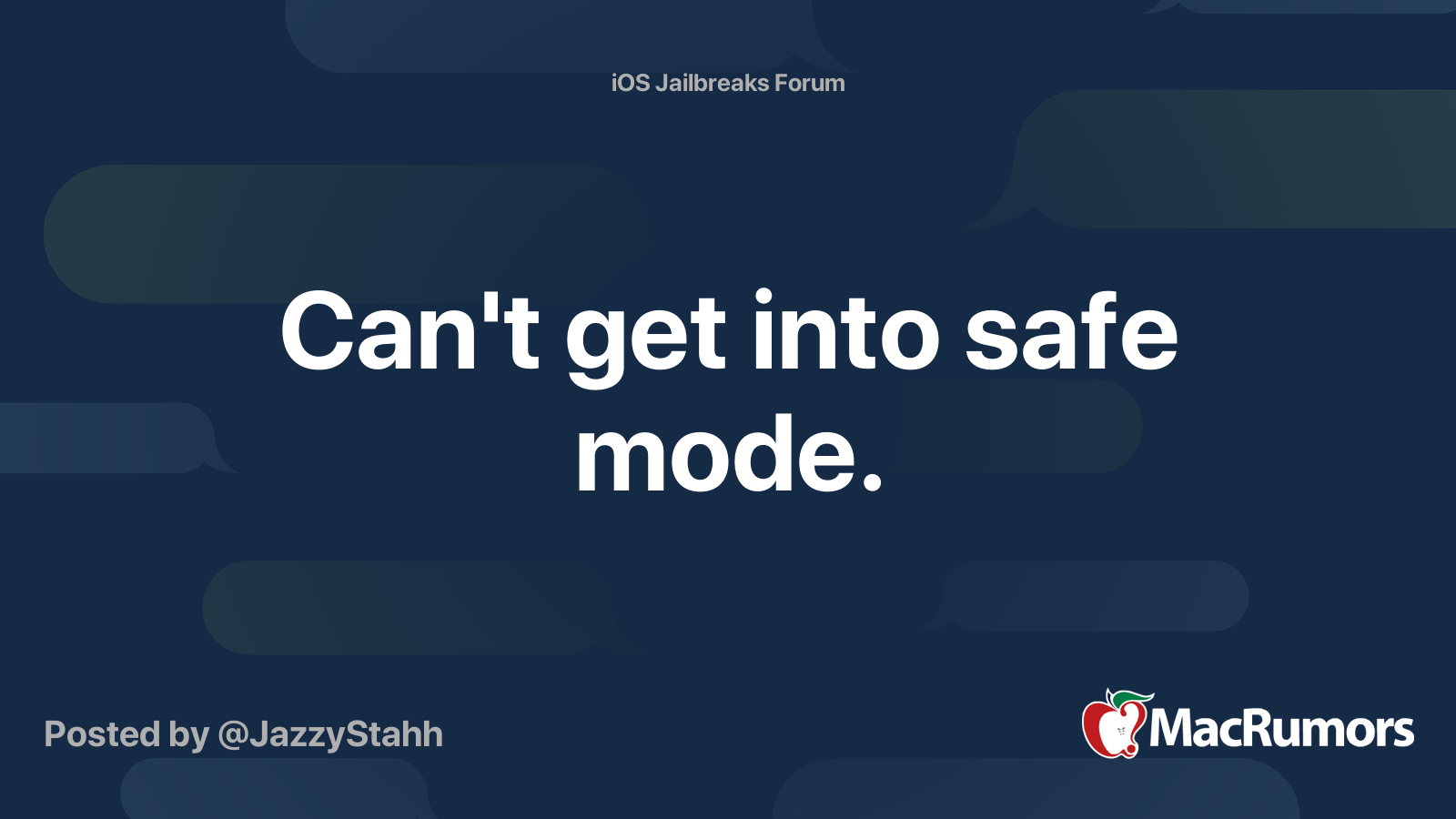 Can't get into safe mode. MacRumors Forums