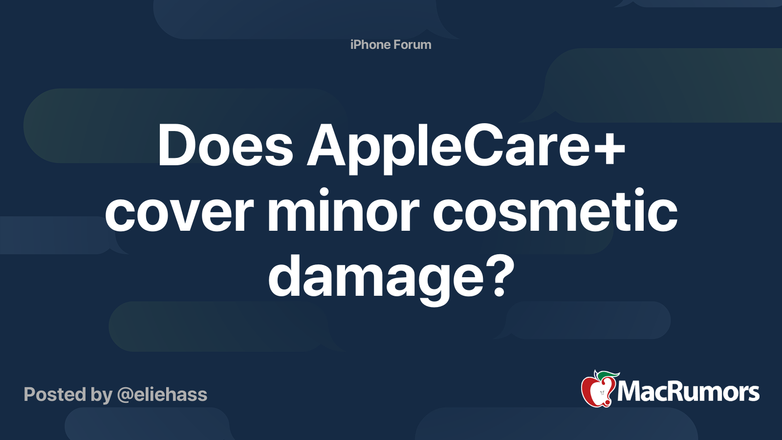 Does AppleCare+ cover minor cosmetic damage? MacRumors Forums
