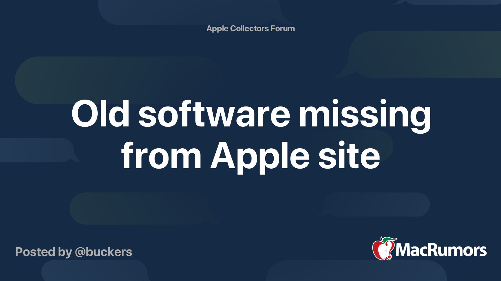 Old software missing from Apple site | MacRumors Forums
