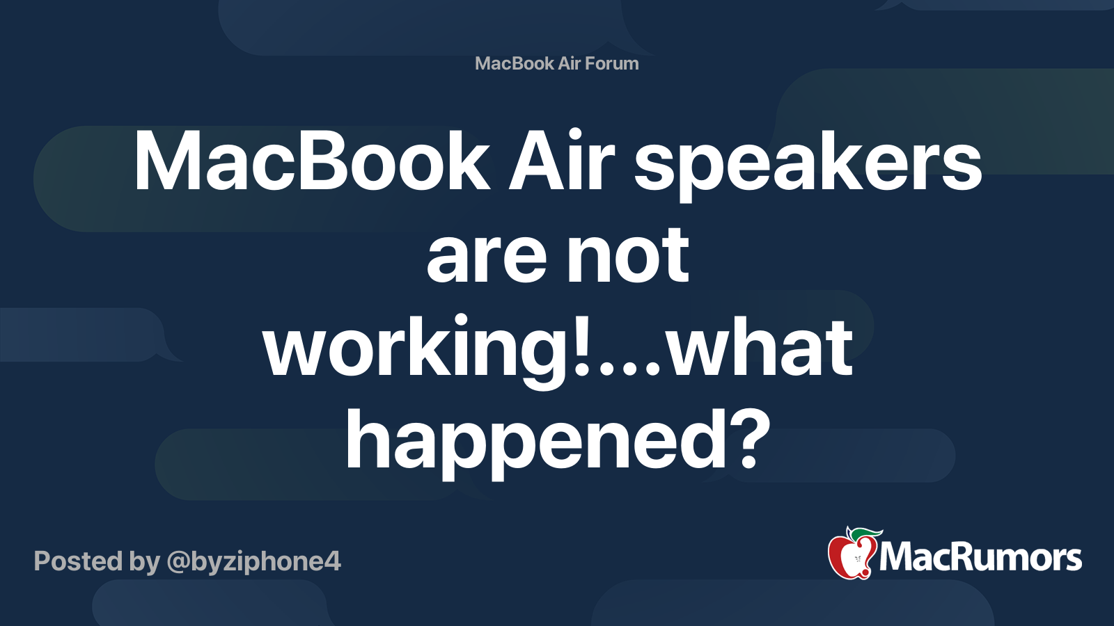 MacBook Air speakers are not working!...what happened? MacRumors Forums