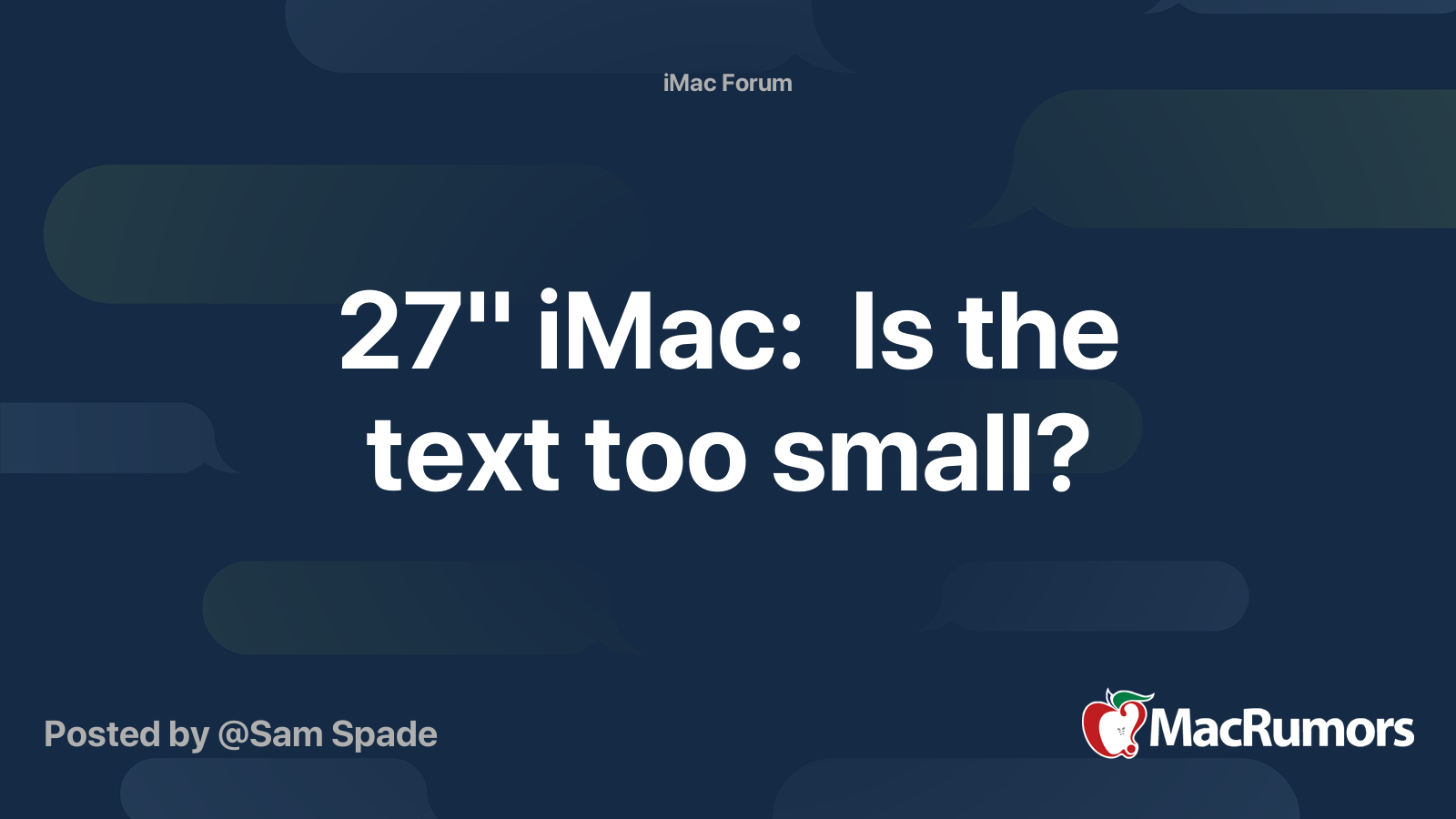 27" iMac: Is the text too small? | MacRumors Forums