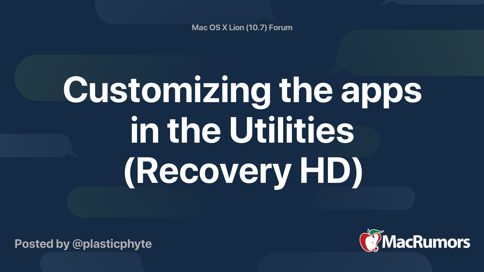 Customizing the apps in the Utilities (Recovery HD) | MacRumors Forums