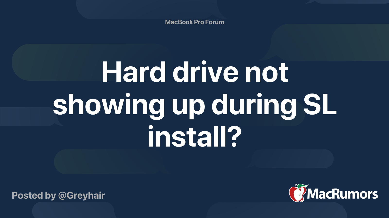 Hard Drive Not Showing Up During SL Install MacRumors Forums