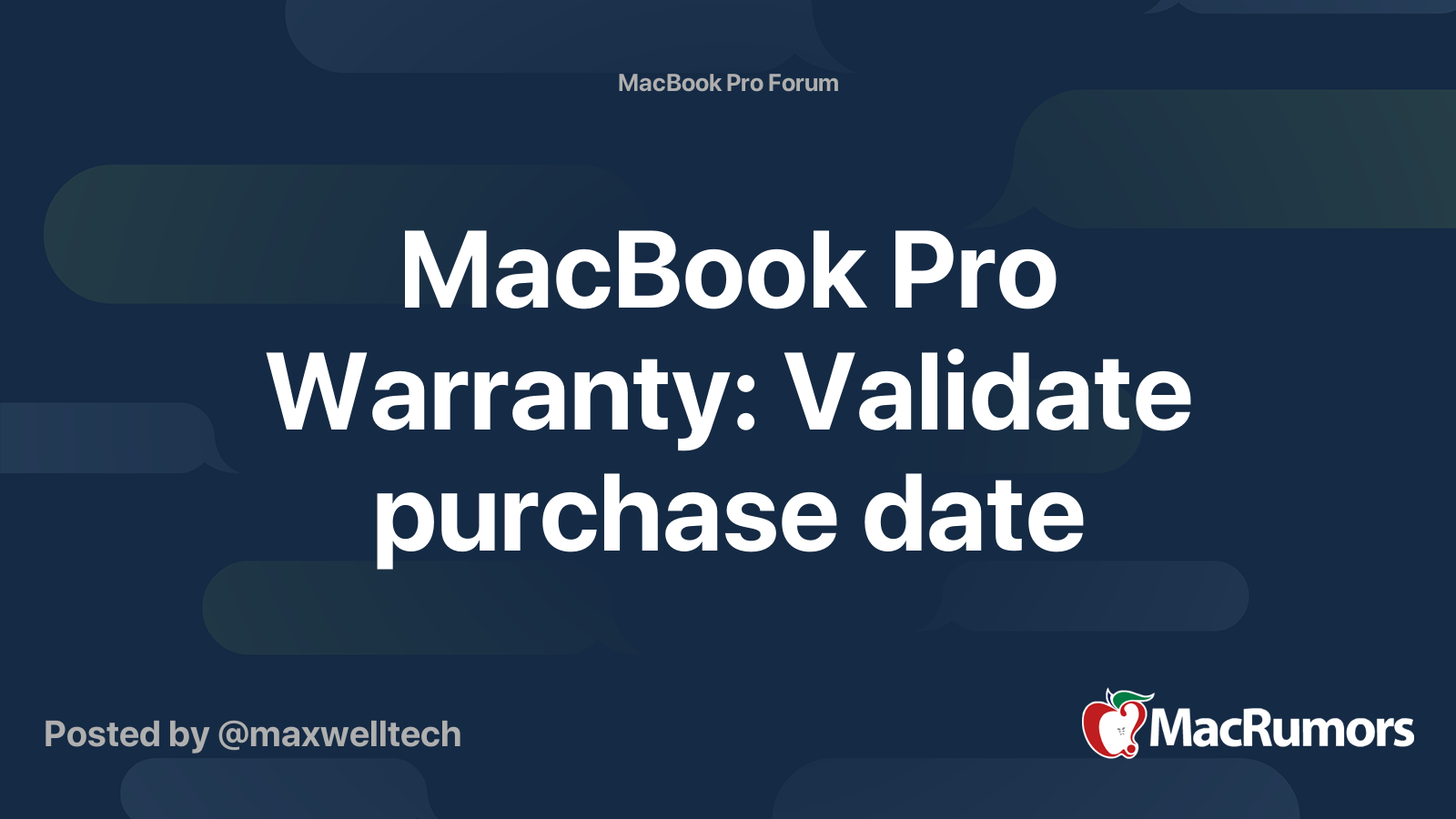 MacBook Pro Warranty Validate purchase date MacRumors Forums