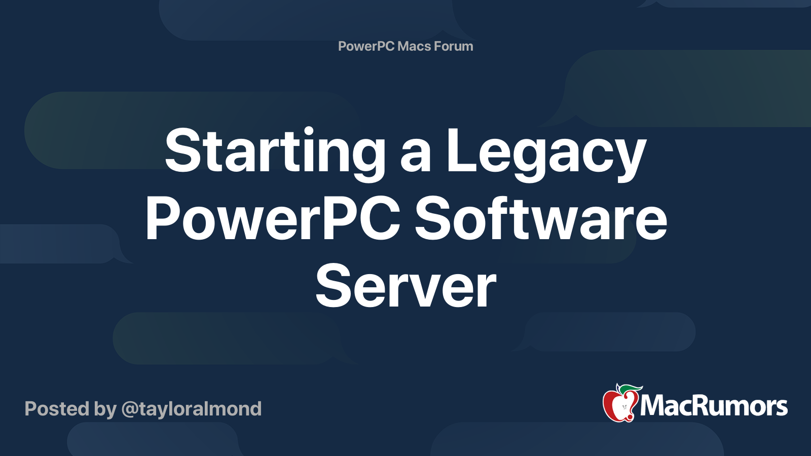 Starting a Legacy PowerPC Software Server | MacRumors Forums