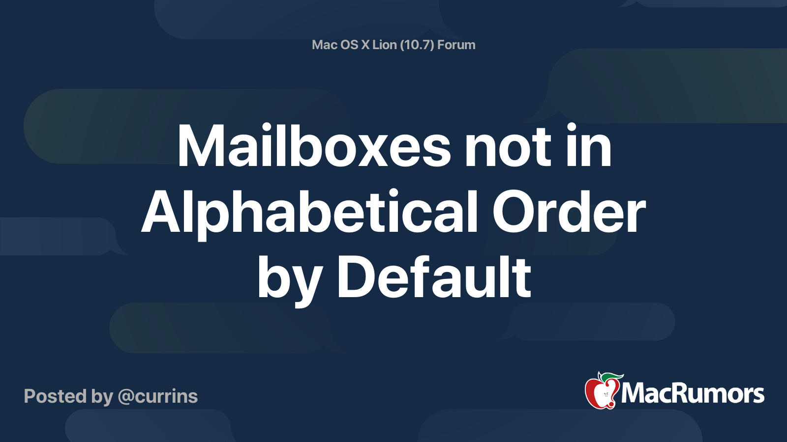 Mailboxes Not In Alphabetical Order By Default Macrumors Forums