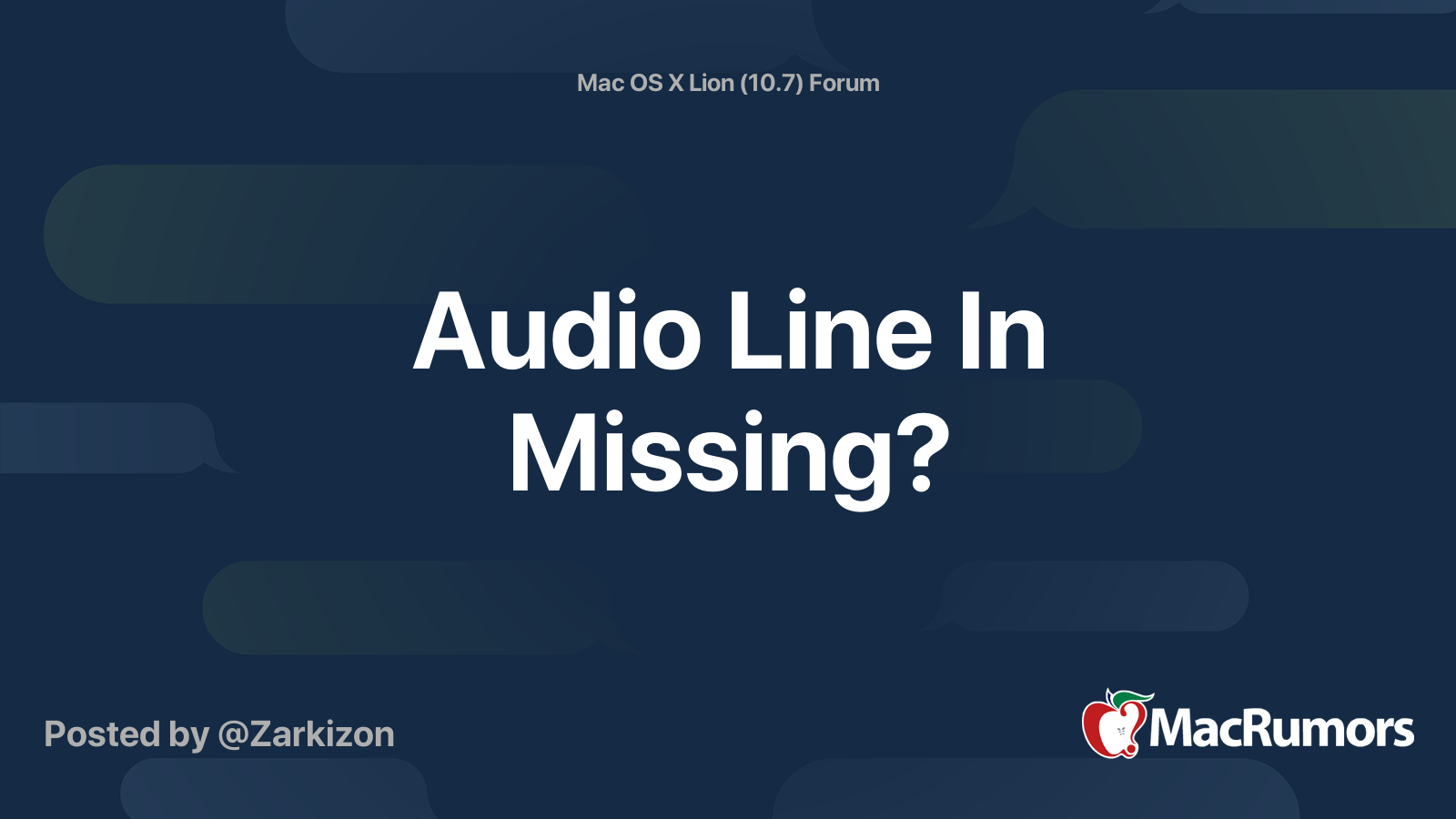 Audio Line In Missing? | MacRumors Forums