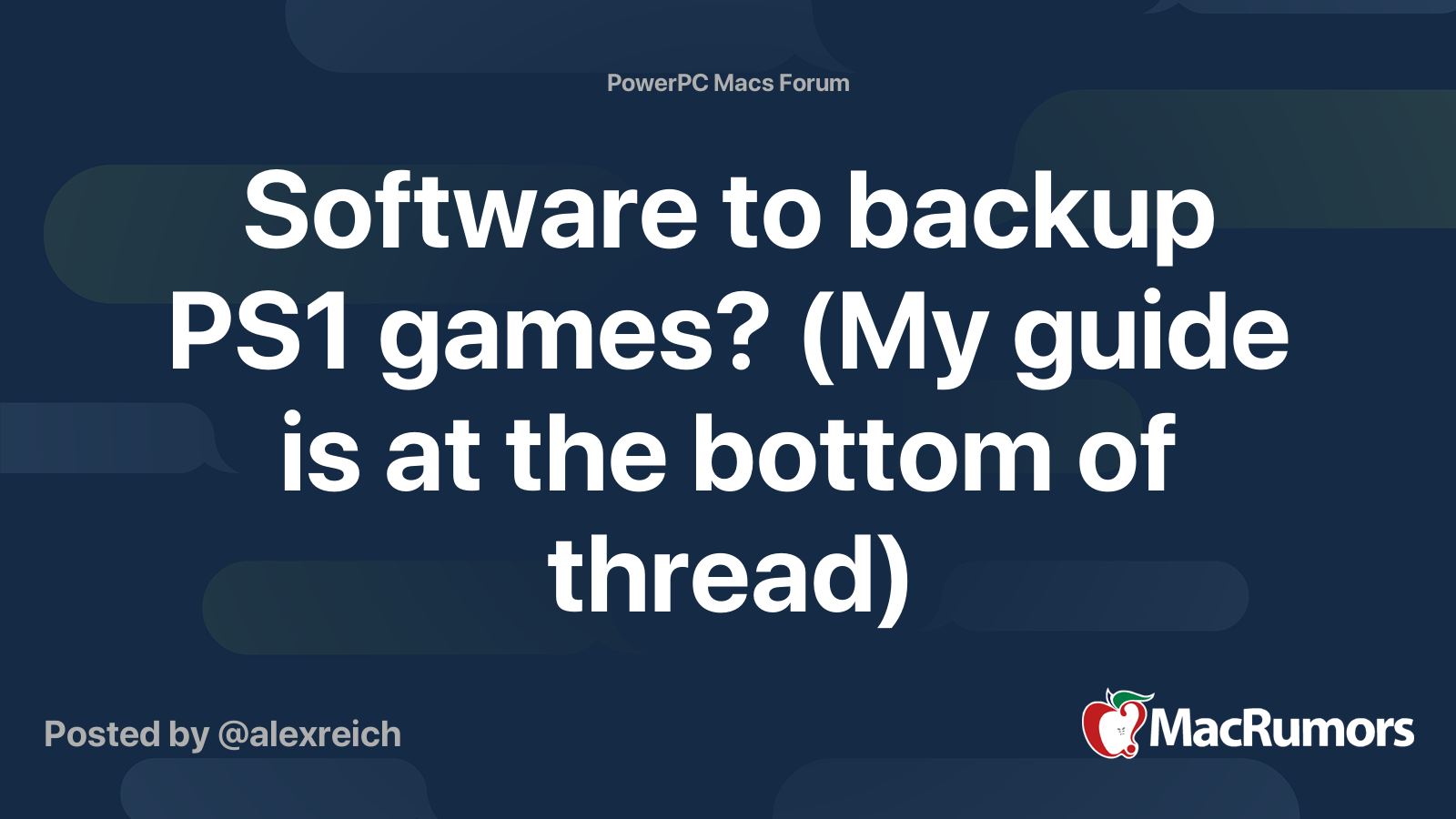 Software to backup PS1 games? (My guide is at the bottom of thread) |  MacRumors Forums