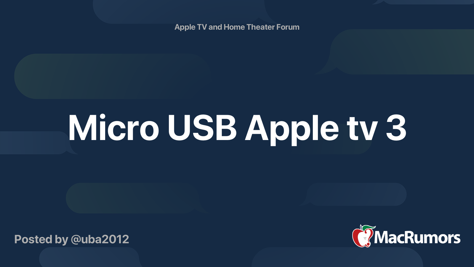 Micro USB Apple tv 3 MacRumors Forums