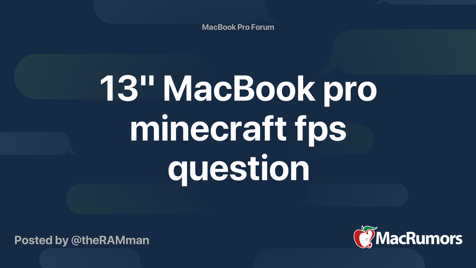 13 Macbook Pro Minecraft Fps Question Macrumors Forums
